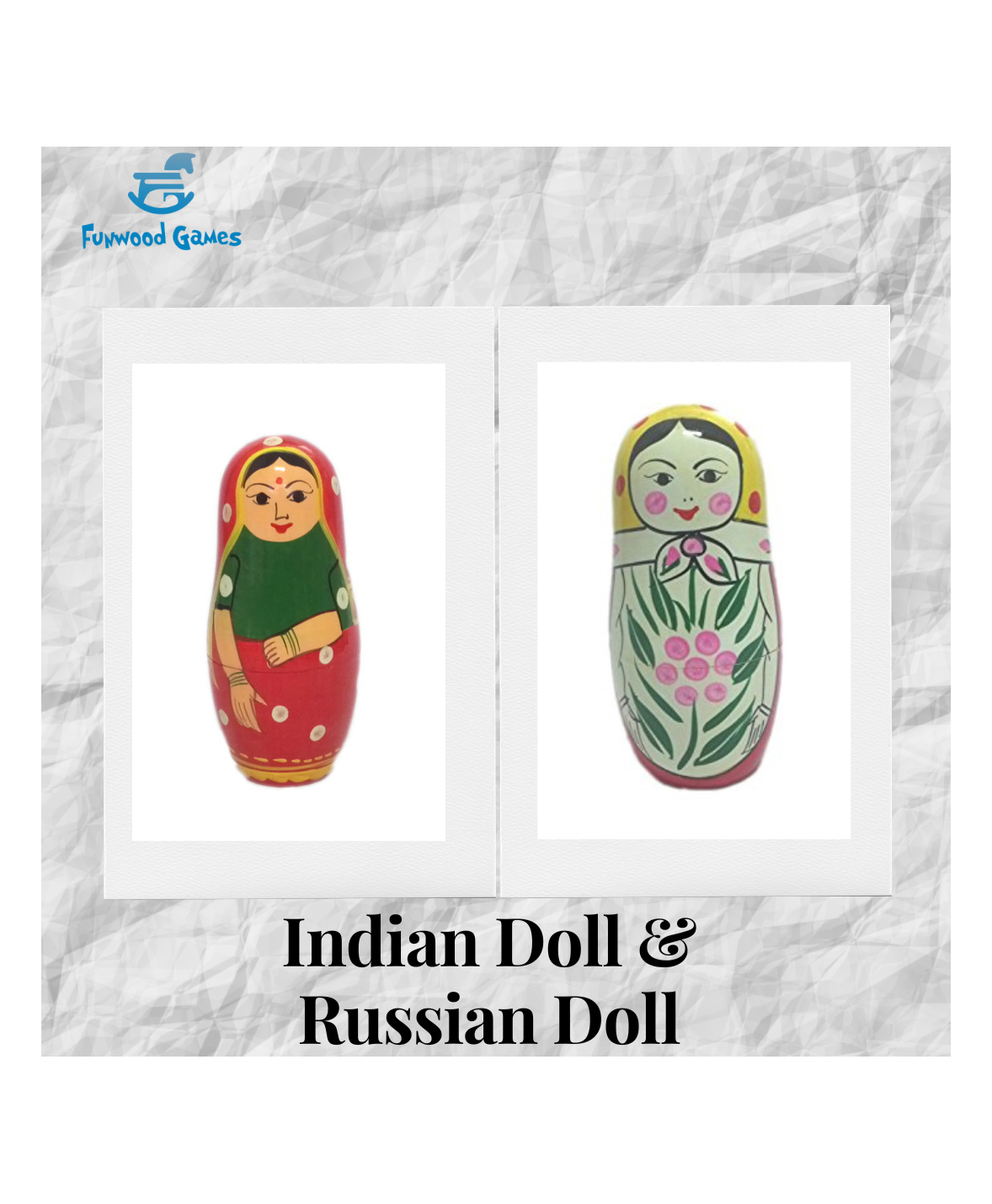 Funwood Games Indian Traditional Wooden Nesting Doll & Russian Matryoshka Wooden Dolls- Set 2 Assorted Color-picture-12