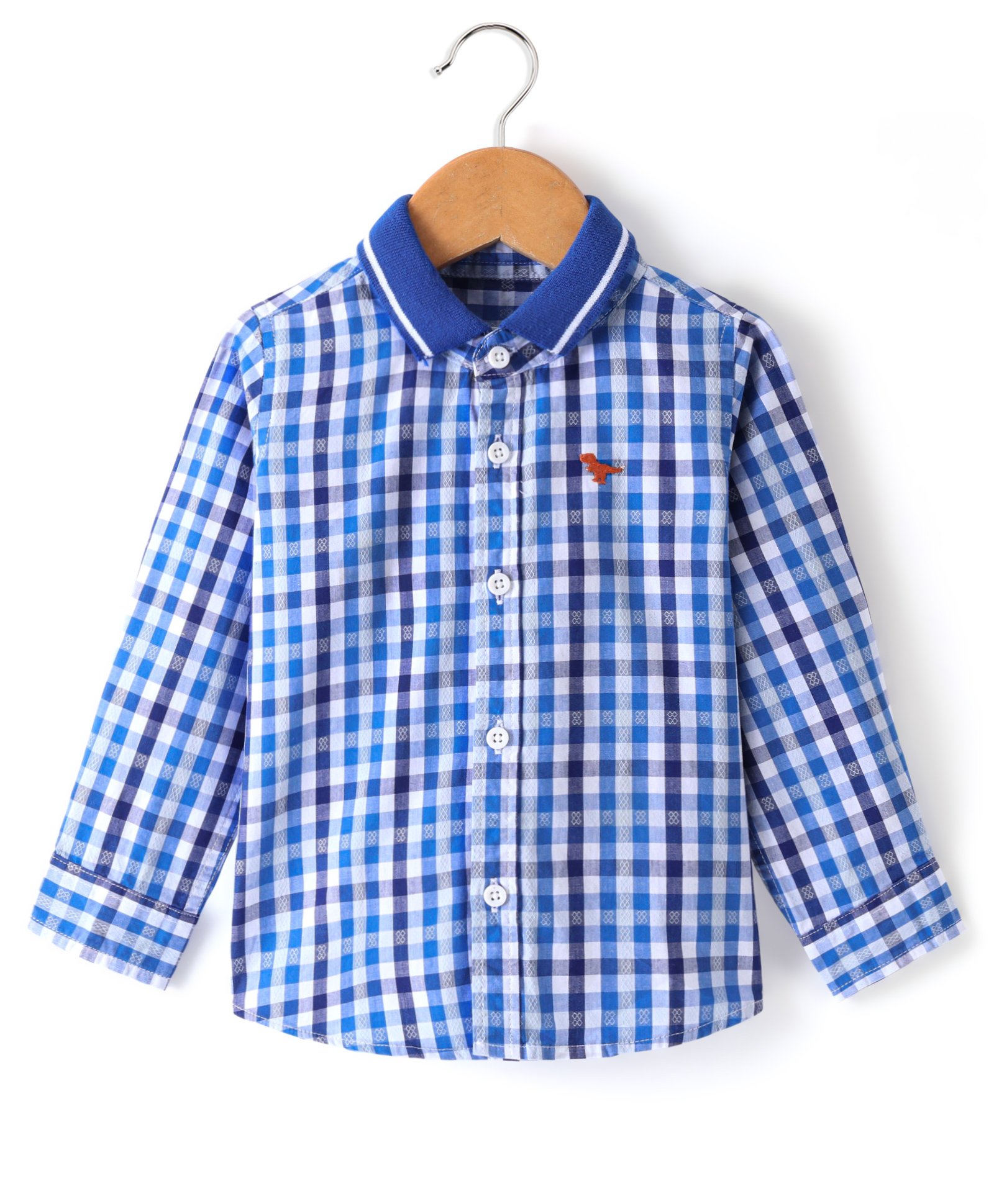Babyhug 100% Cotton Full Sleeves Check Shirt - Blue-image-24