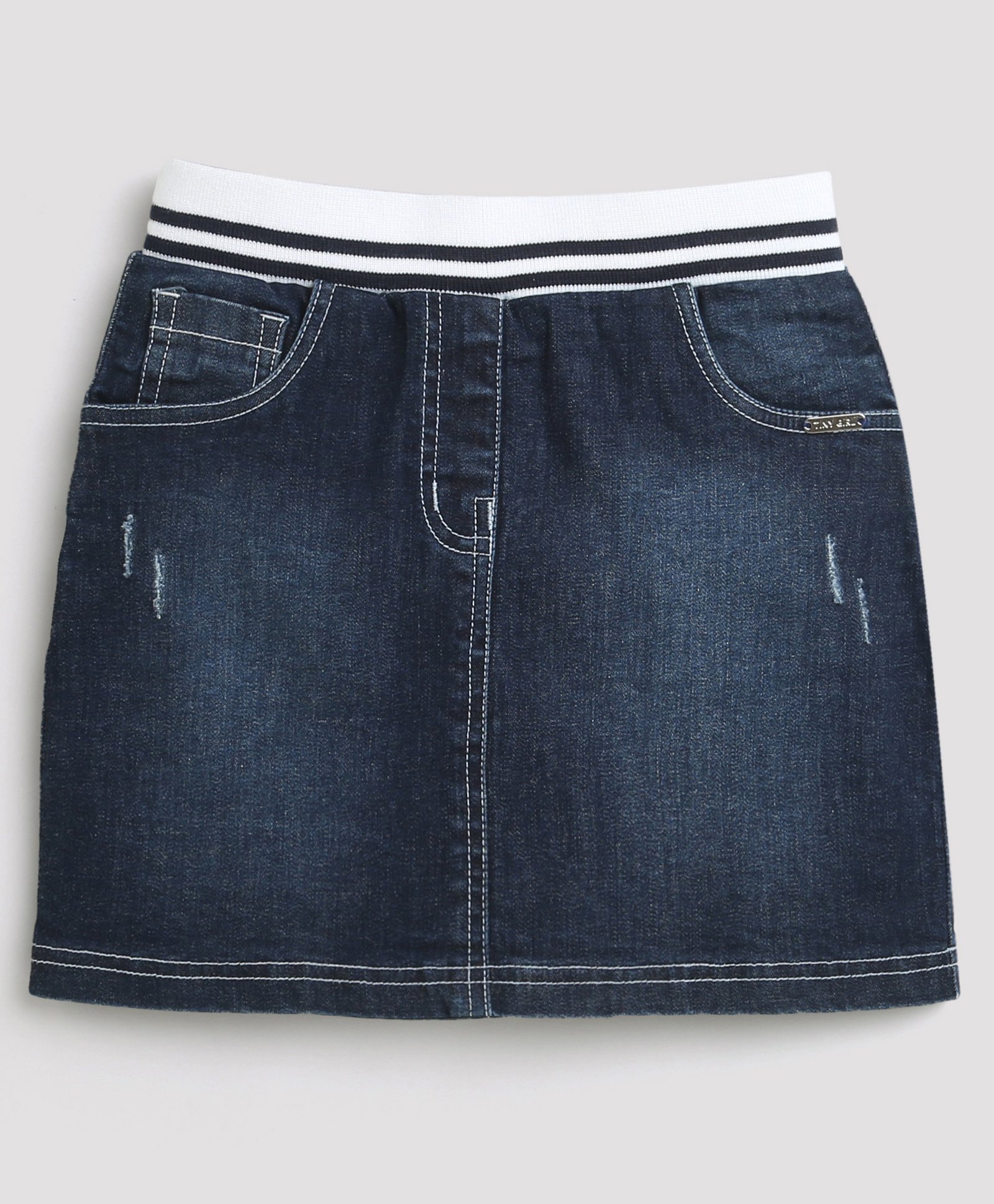 Tiny Girl Solid Skirt With Stitched In Shorts  - Dark Blue-picture-19