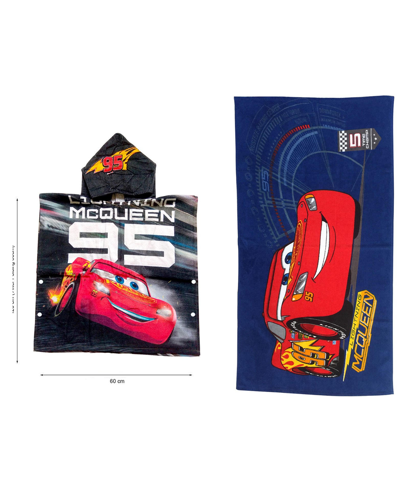 Athom Living Disney Cars Hooded Bath Towel Combo Pack of 2 - Multicolour-image-9