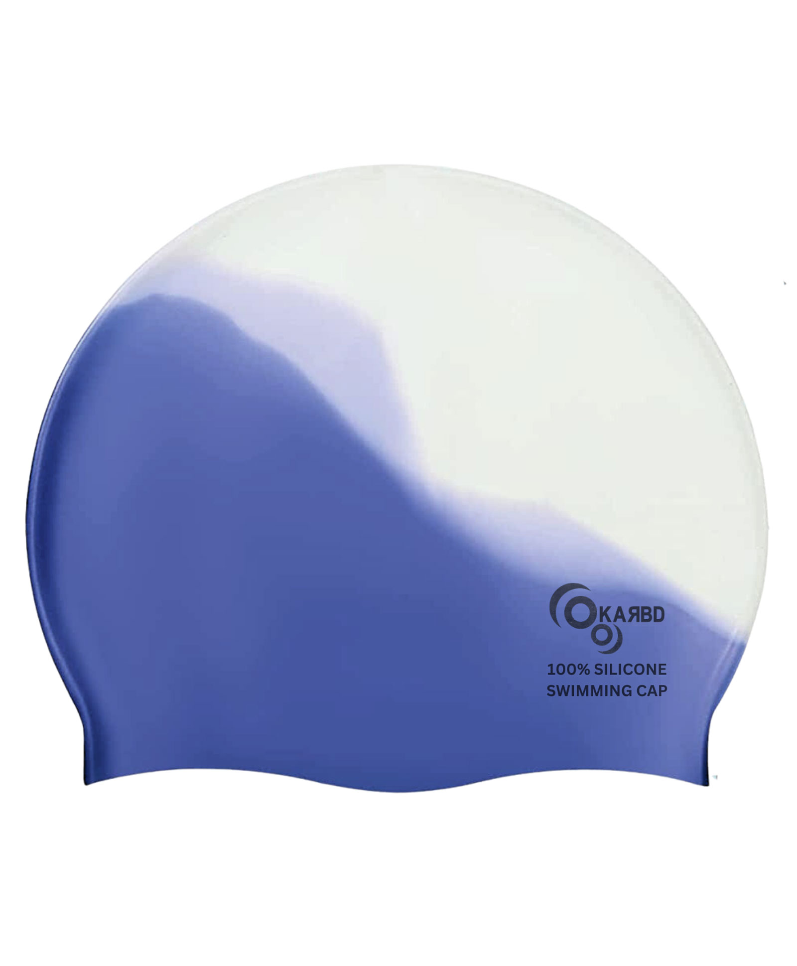 KARBD Silicone Universal Size Swimming Cap - Multicolor White Blue-picture-24