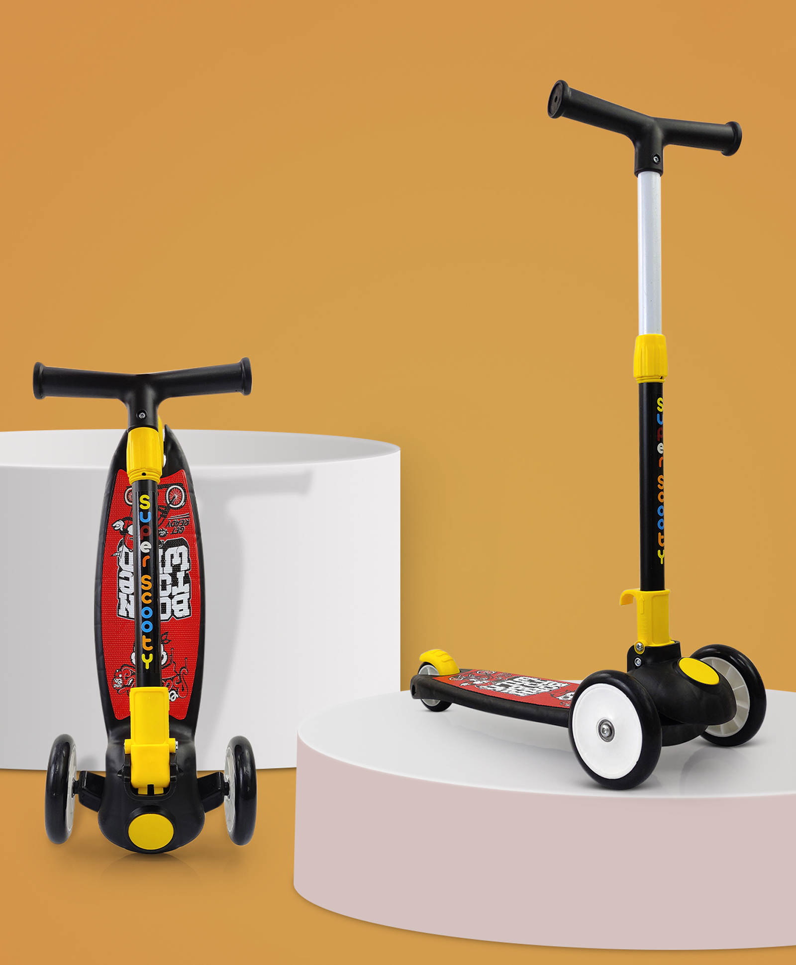 NHR Smart Kick Scooter with 3 Level Adjustable Height & Foldable Structure- Black-image-34