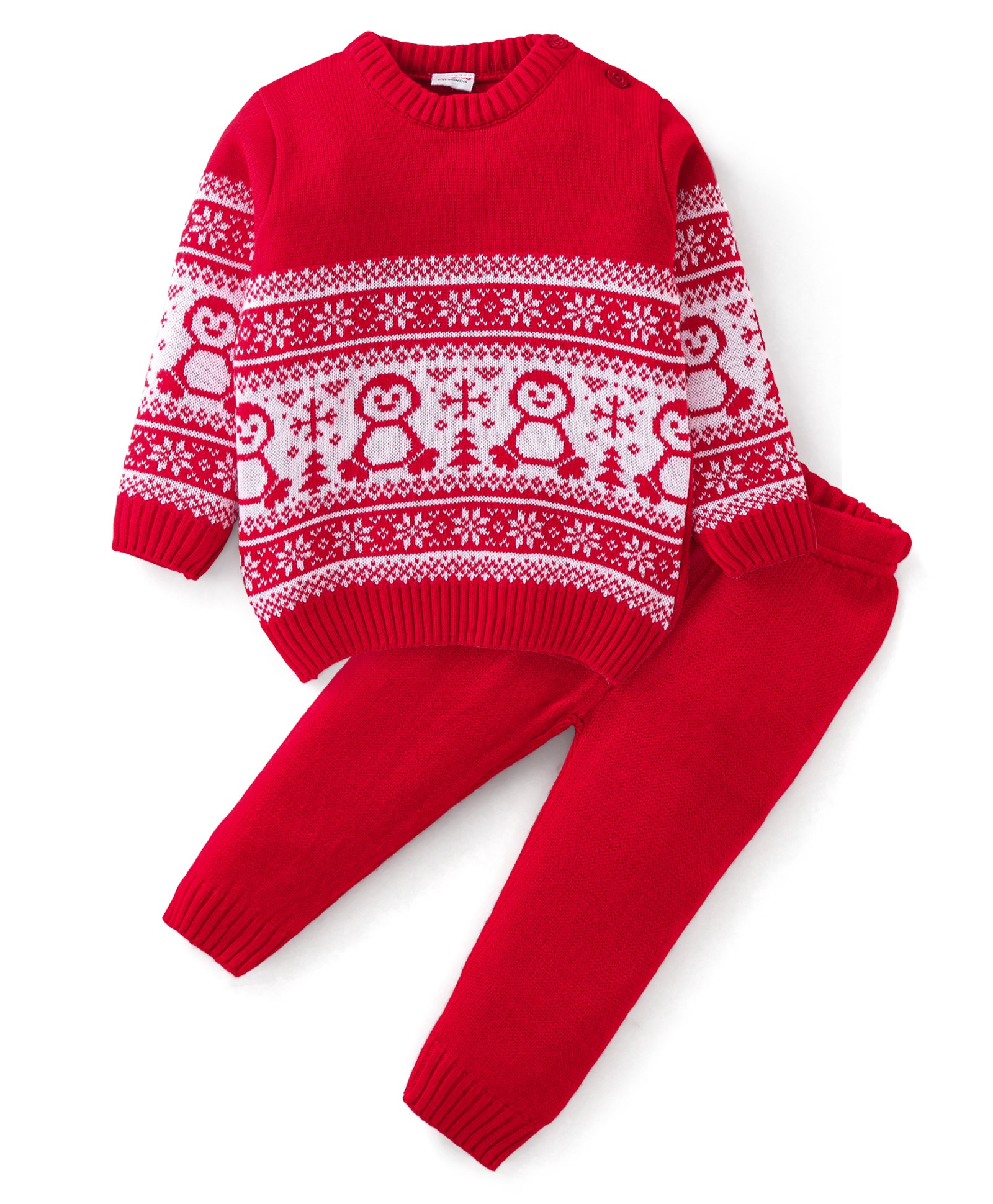 Babyhug Full Sleeves Baby Sweater Set - Red-image-21