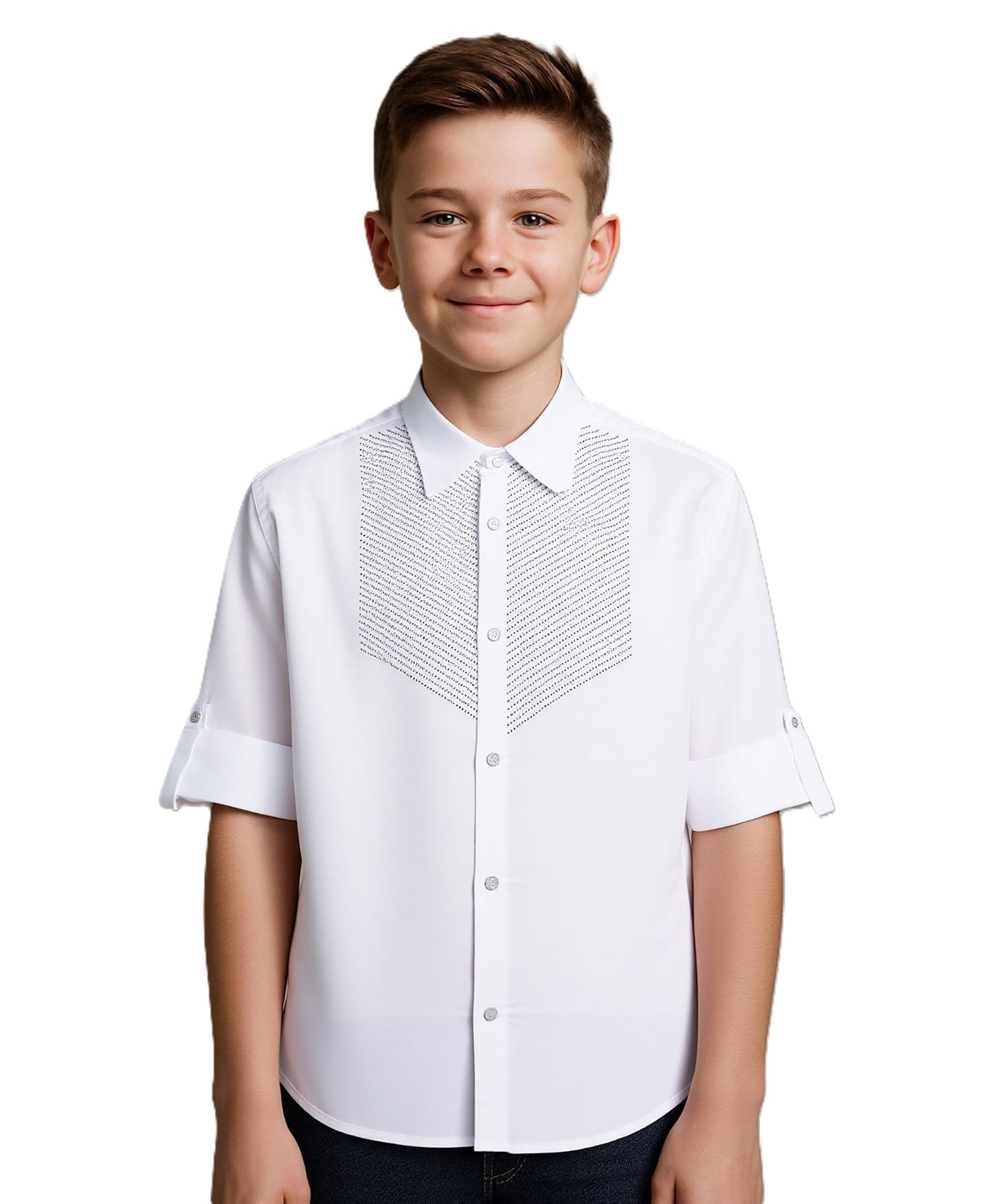 CAVIO Full Sleeves Striped Pattern Foil Dot Printed Party Shirt - White-image-3