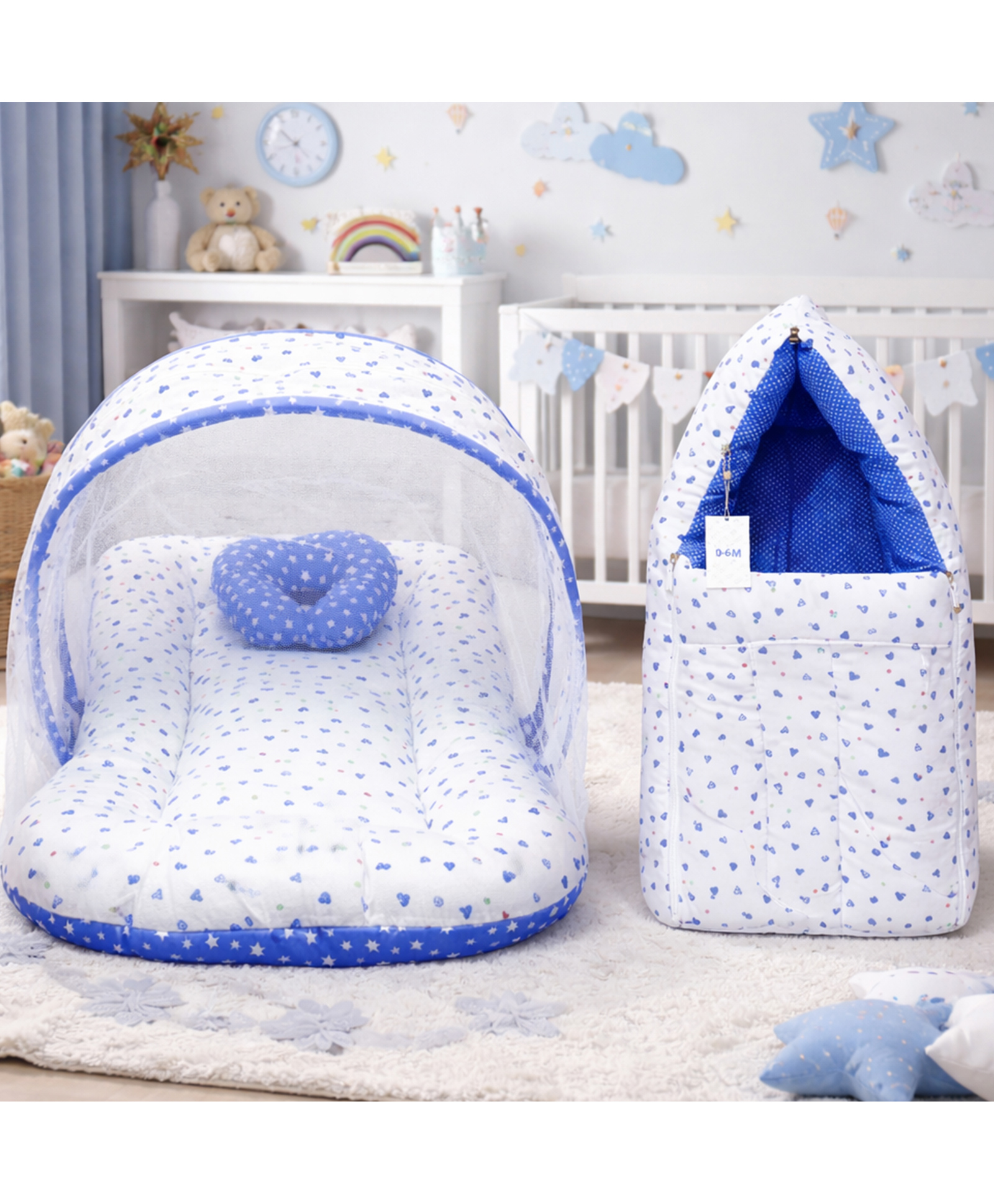 Fareto Baby Gift Pack Set Mattress with Net & Sleeping Bag - Blue-image-19