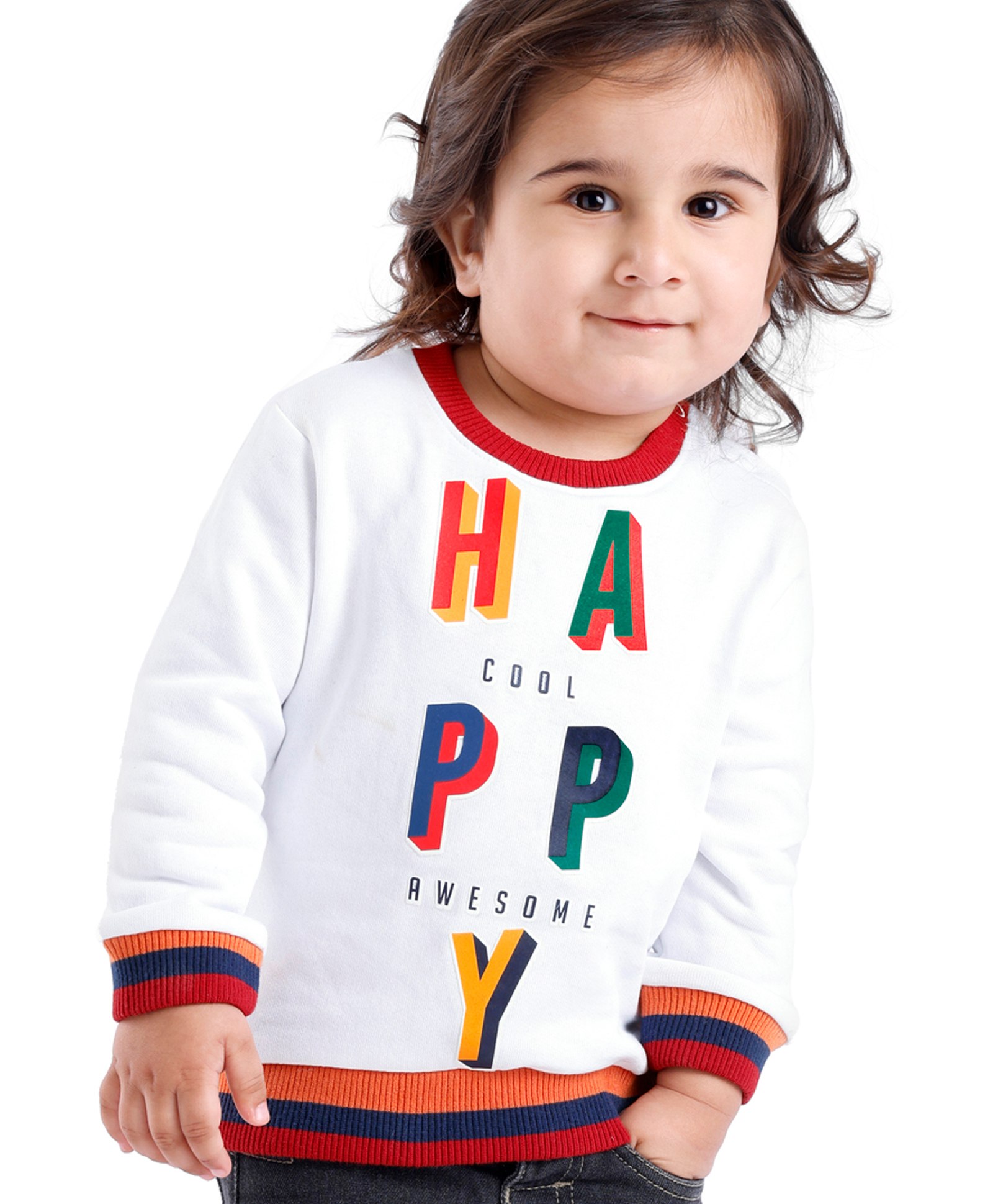 Babyoye 100% Cotton Knit Text Print Full Sleeves Pullover-White-image-4