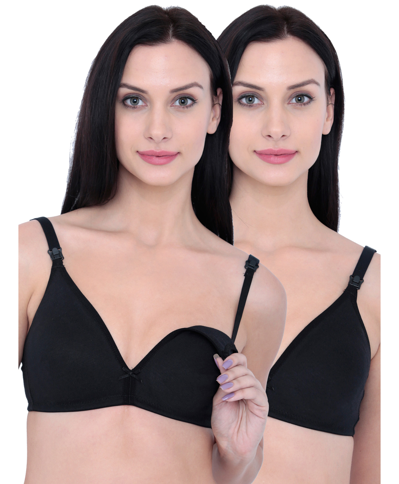 Inner Sense Organic Antimicrobial Nursing Bra Pack Of 2 - Black-image-41