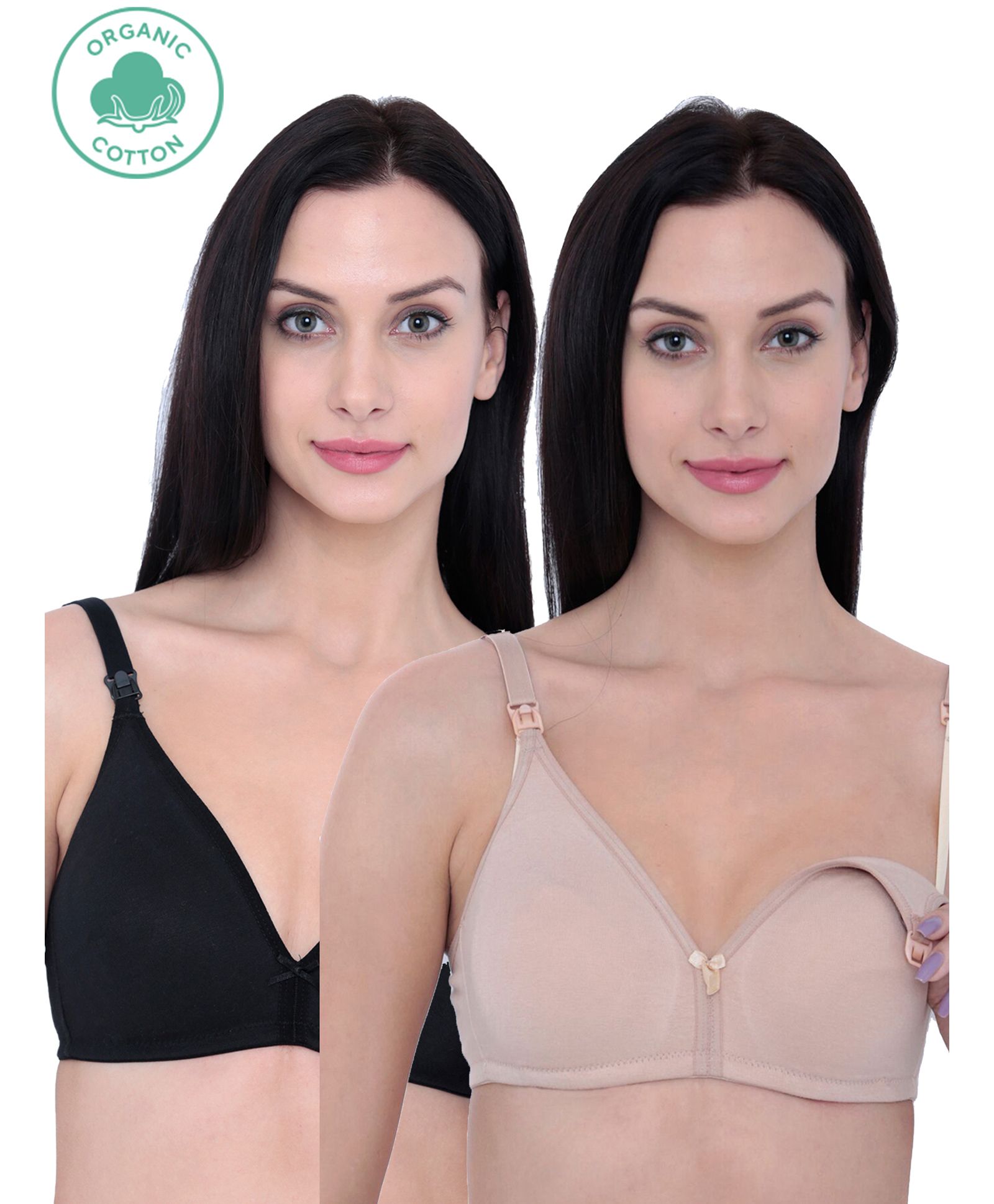 Inner Sense Organic Antimicrobial Nursing Bra Pack Of 2 - Black Beige-image-35