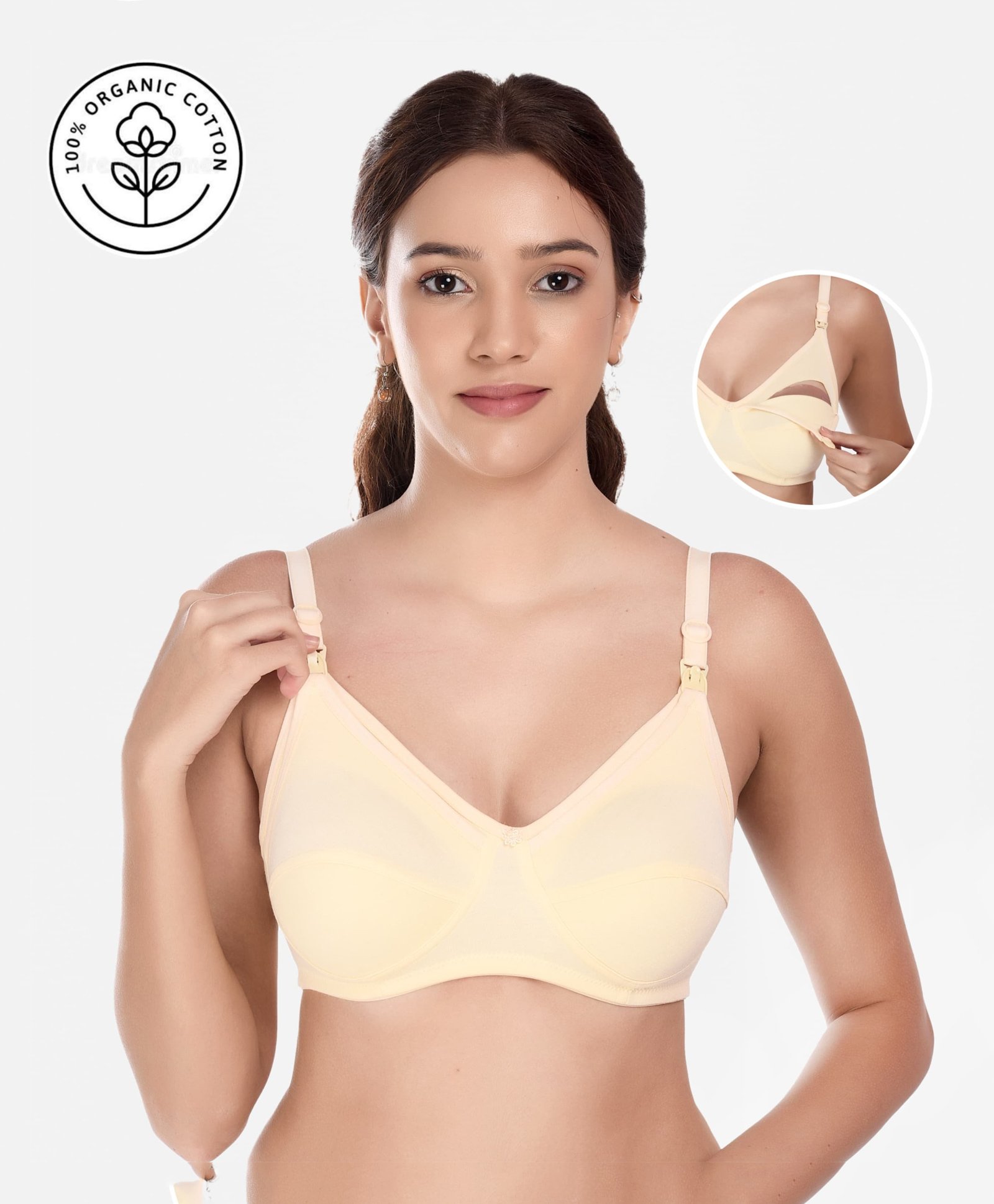 Elite Mom Cotton Solid Maternity & Nursing Bra - Skin-image-40