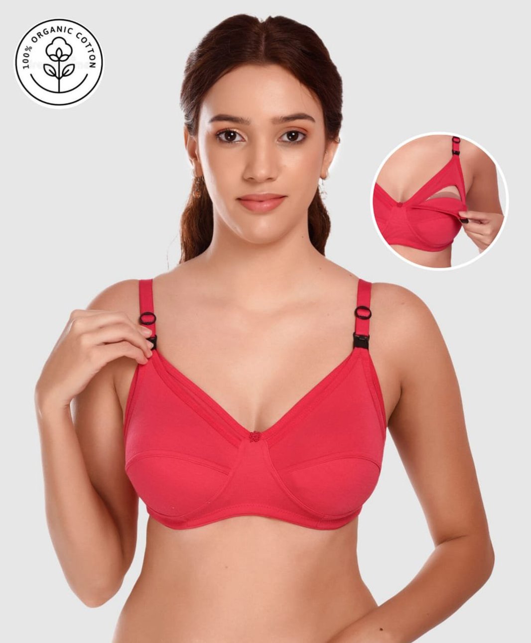 Elite Mom Solid Maternity Nursing Bra - Pink-image-43
