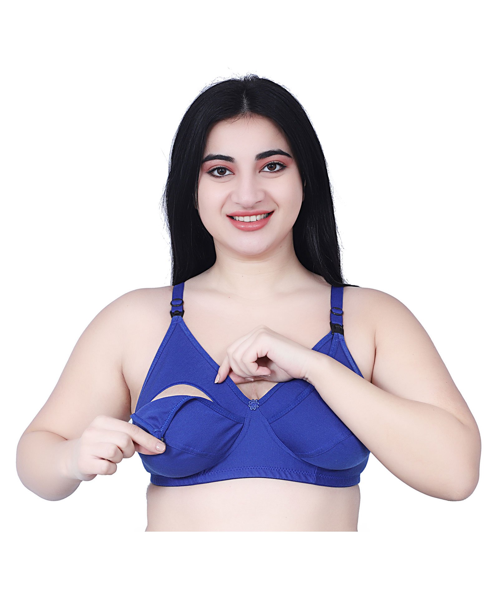 Elite Mom Solid Maternity Nursing Bra - Blue-image-9