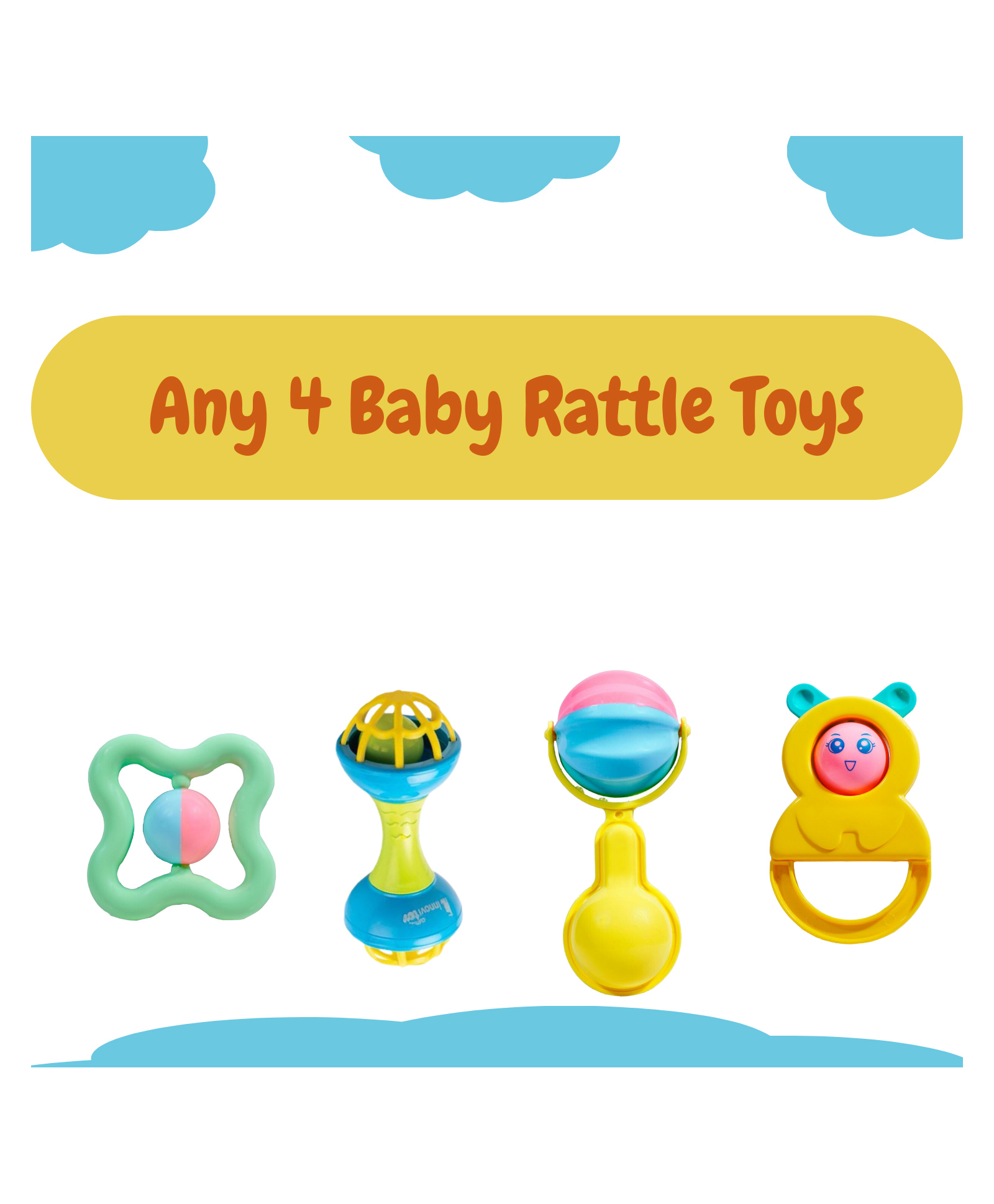 Bitfeex Infant Toddler Rattle Toys For New Born Babies 4 Pieces - Multicolor-picture-40