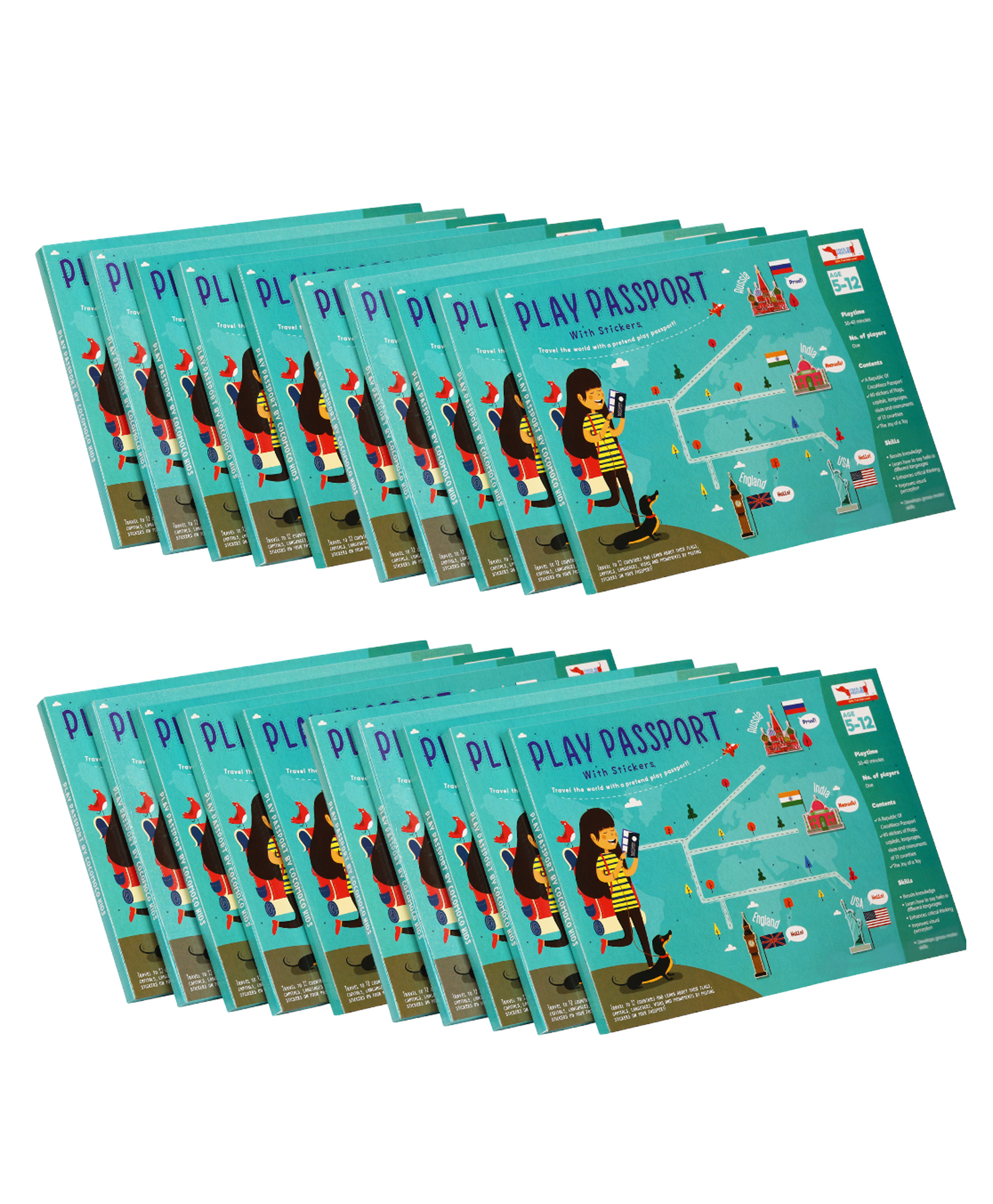 cocomoco kids CocoMoco World Geography Combo Pack Return Gifts for Kids Birthday 3 Pieces of Pretend Play Passport Activity Kit with World Map for Kids Pack of 20-picture-34
