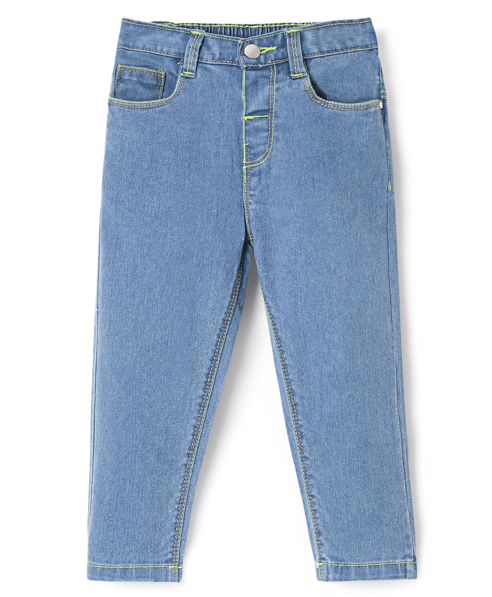 Babyhug Cotton Spandex Full Length Washed Stretchable Jeans - Light Blue-picture-11