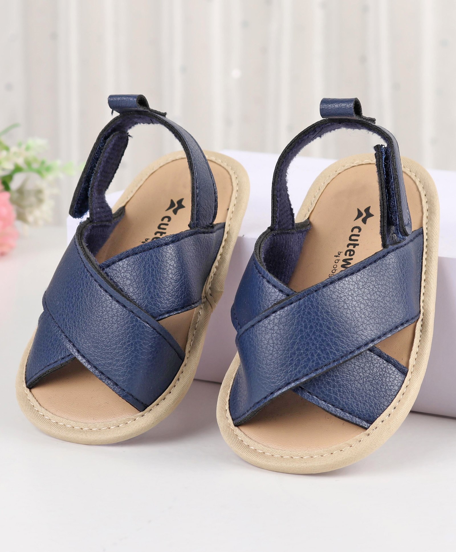 Cute Walk by Babyhug Solid Color Booties with Velcro Closure - Navy Blue-image-9