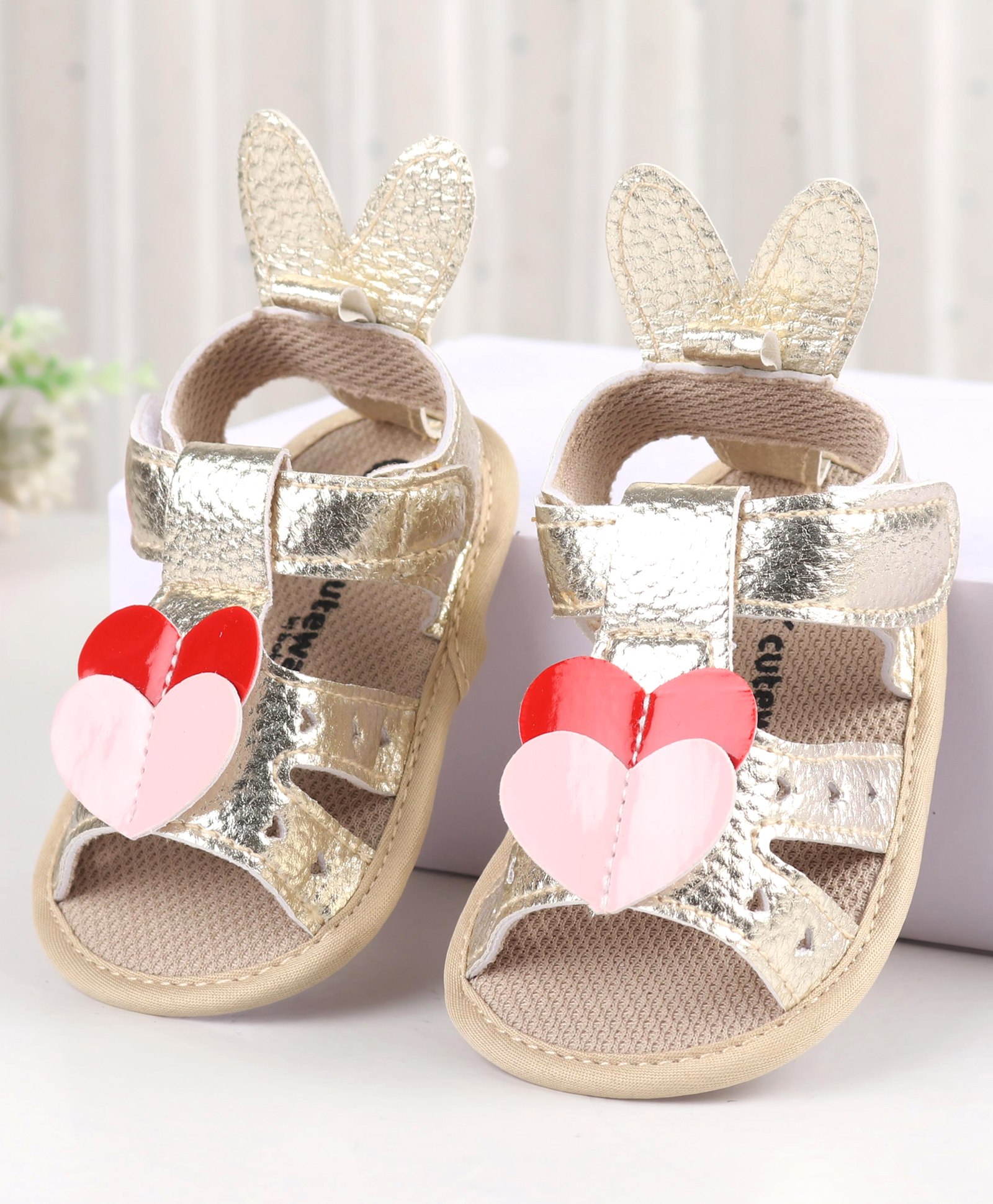 Cute Walk by Babyhug Booties with Velcro Closure - Silver-image-24