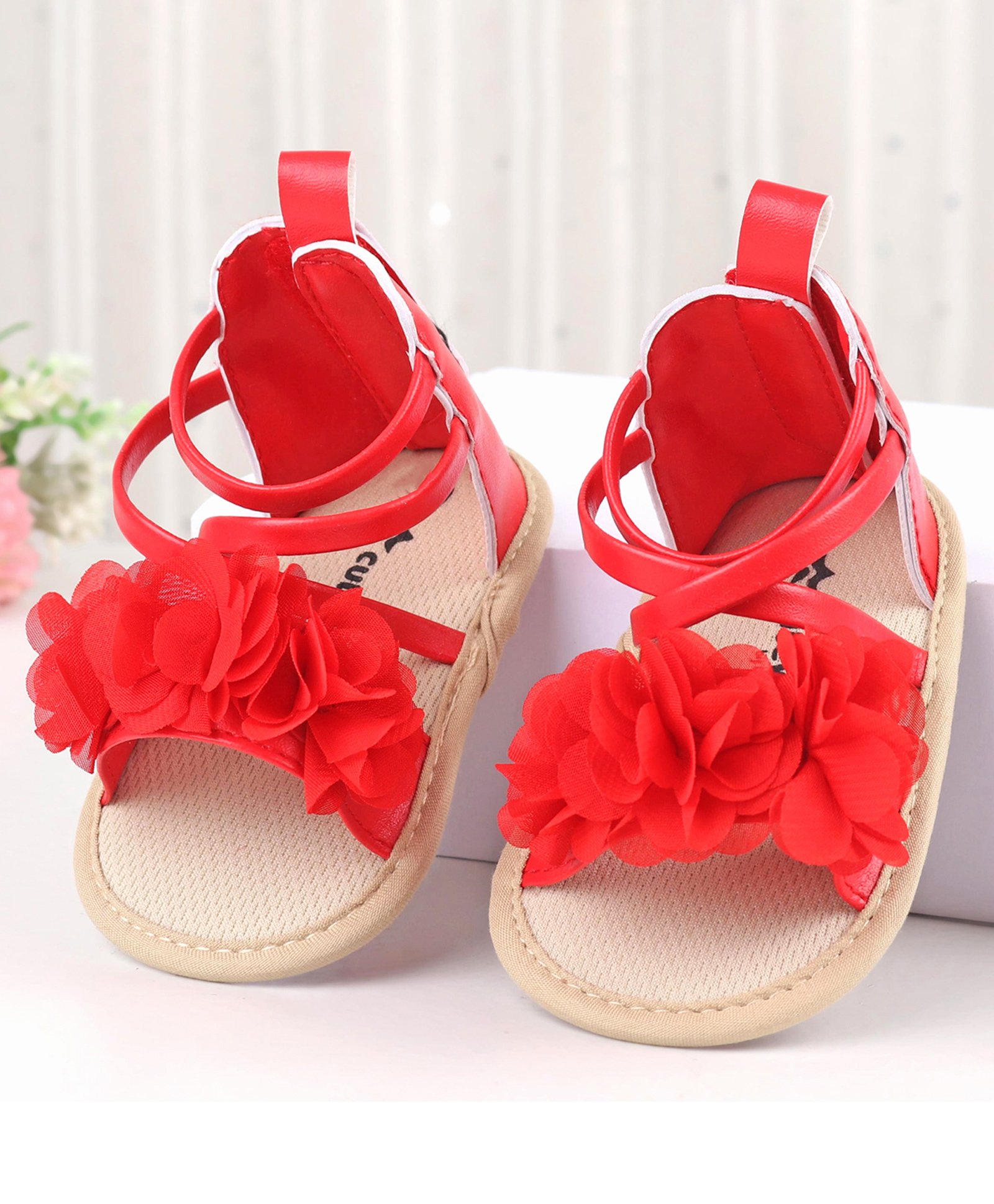 Cute Walk by Babyhug Slip On Booties Floral Applique - Red-picture-27