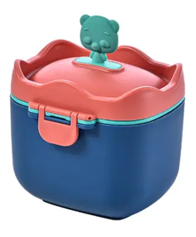 Adore Pro 3D Teddy Junior Milk Powder Container with Leveler and Scoop - Blue & Red-image-46