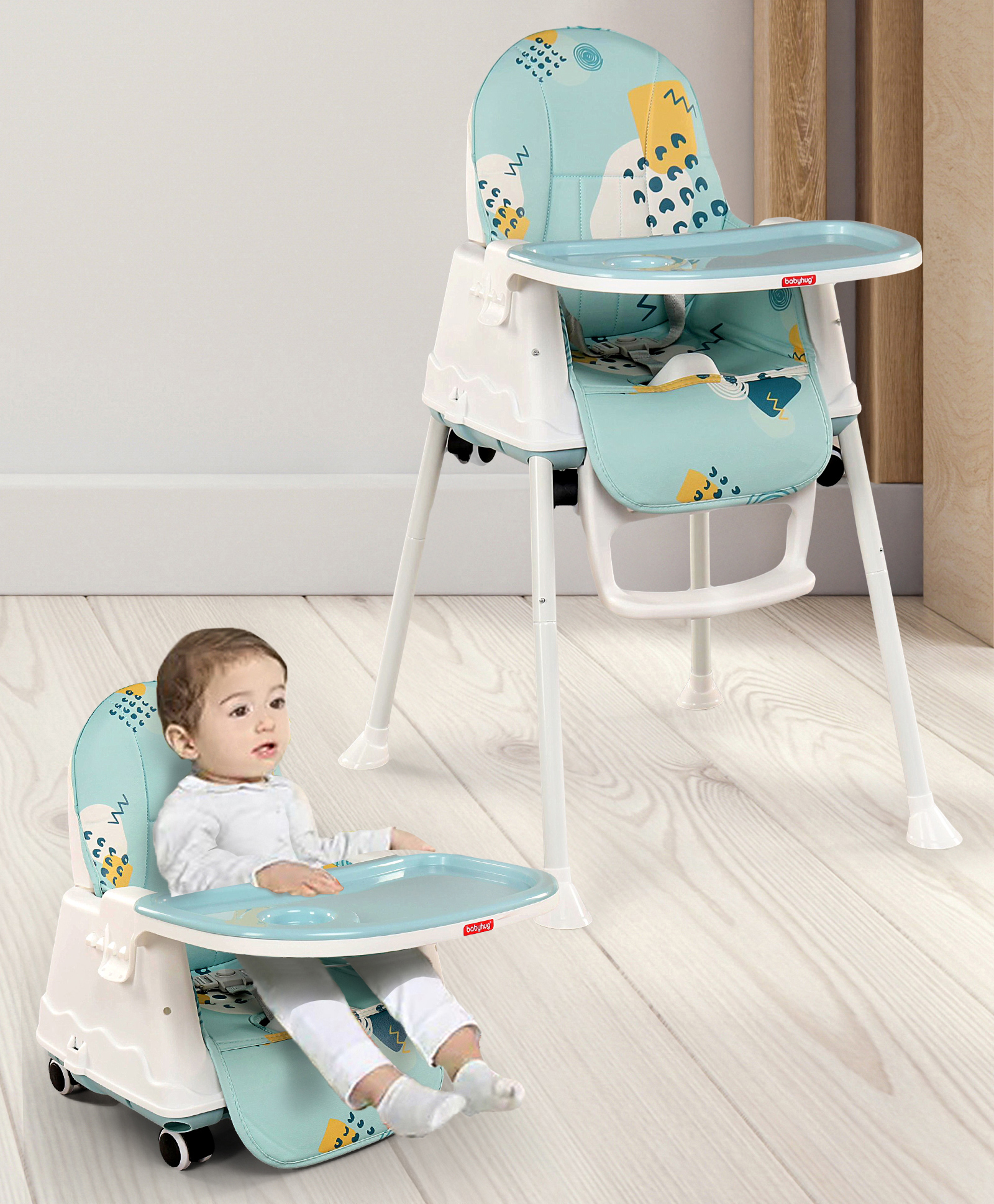Babyhug 3 in 1 Comfy High Chair Printed Cushion - Blue