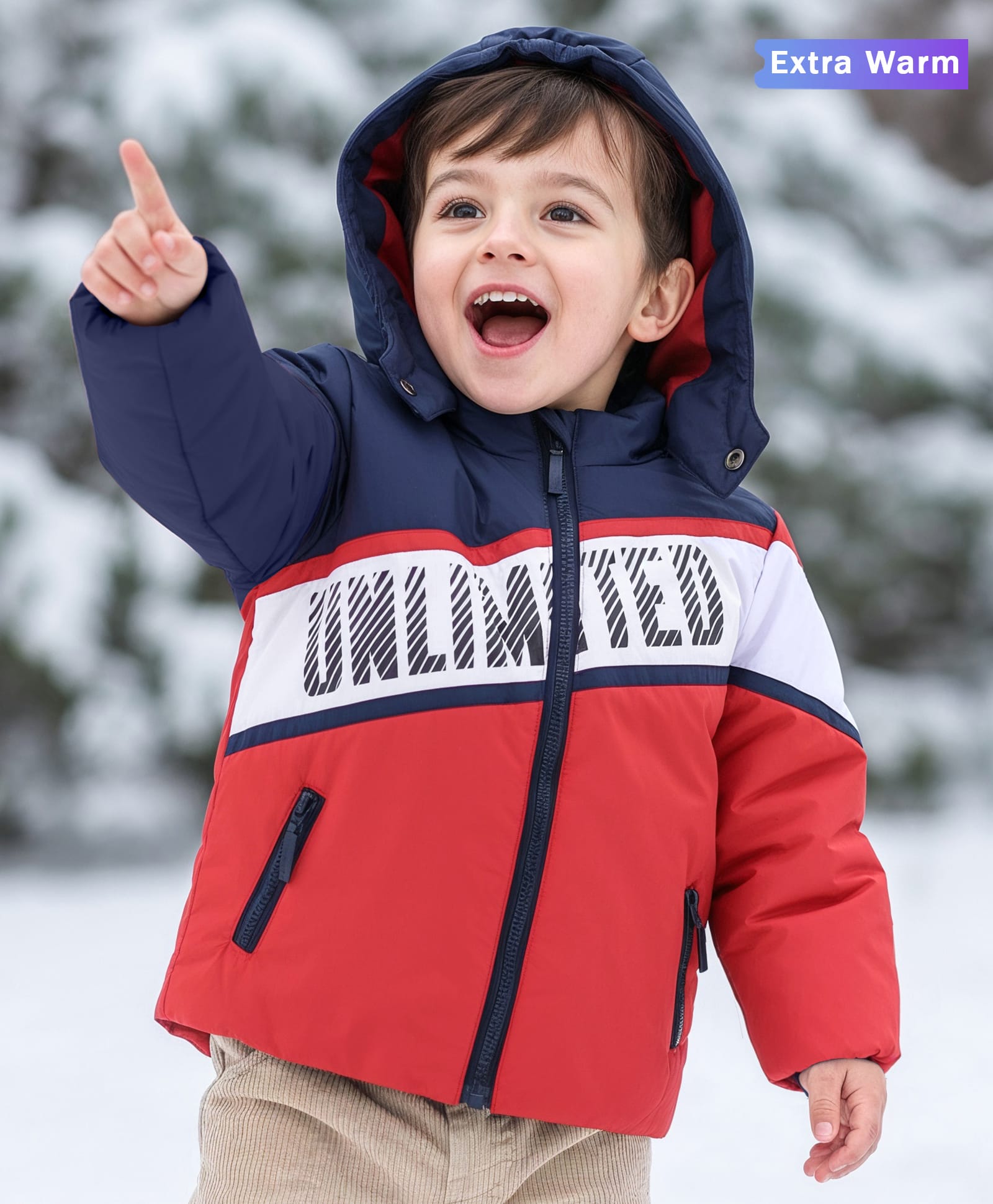 Babyoye Full Sleeves Color Blocked Hooded Quilted Jacket - Red-picture-11