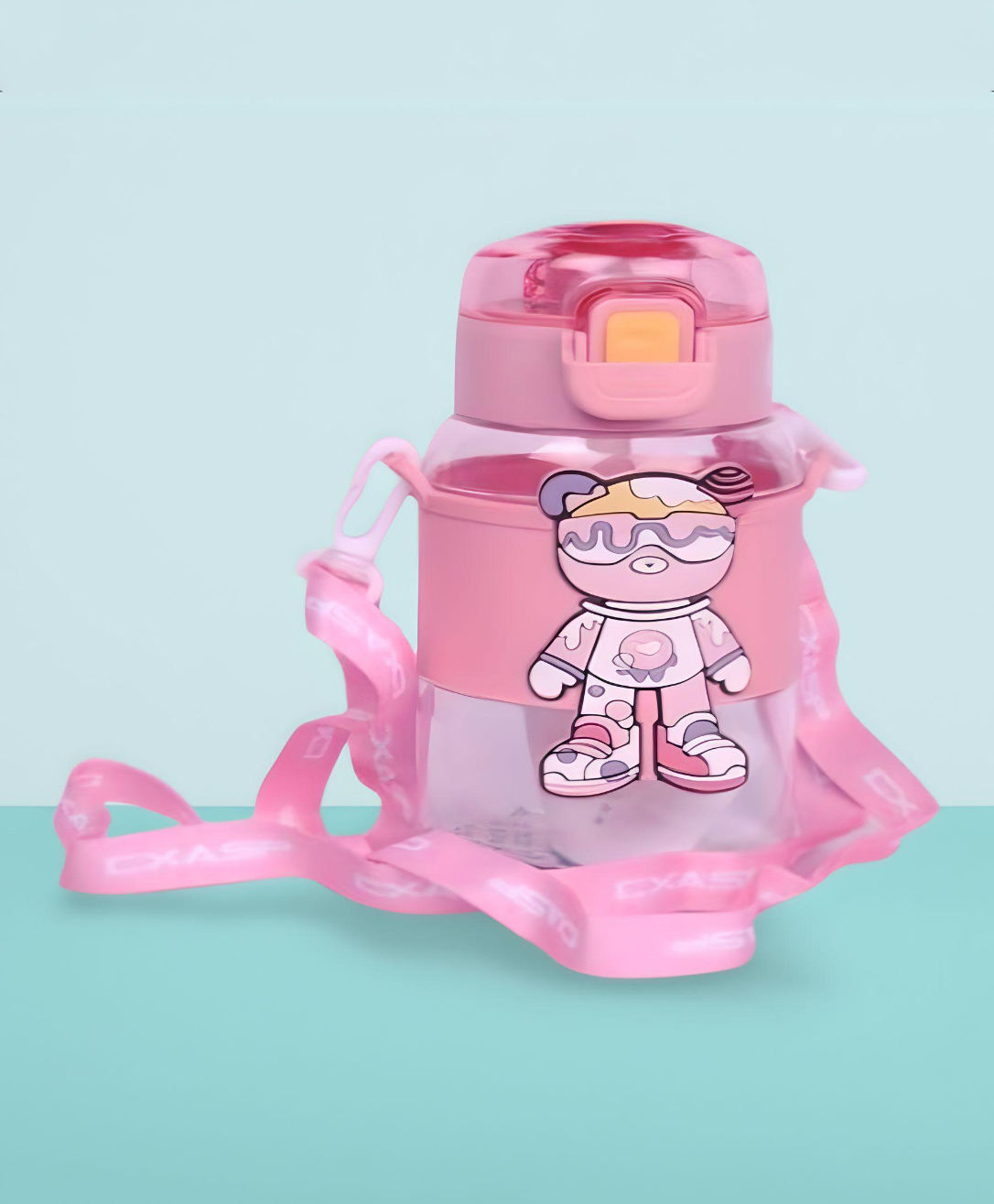 Mihar Essentials Silicone Printed Straw Sipper Pink - 480 ml-image-2
