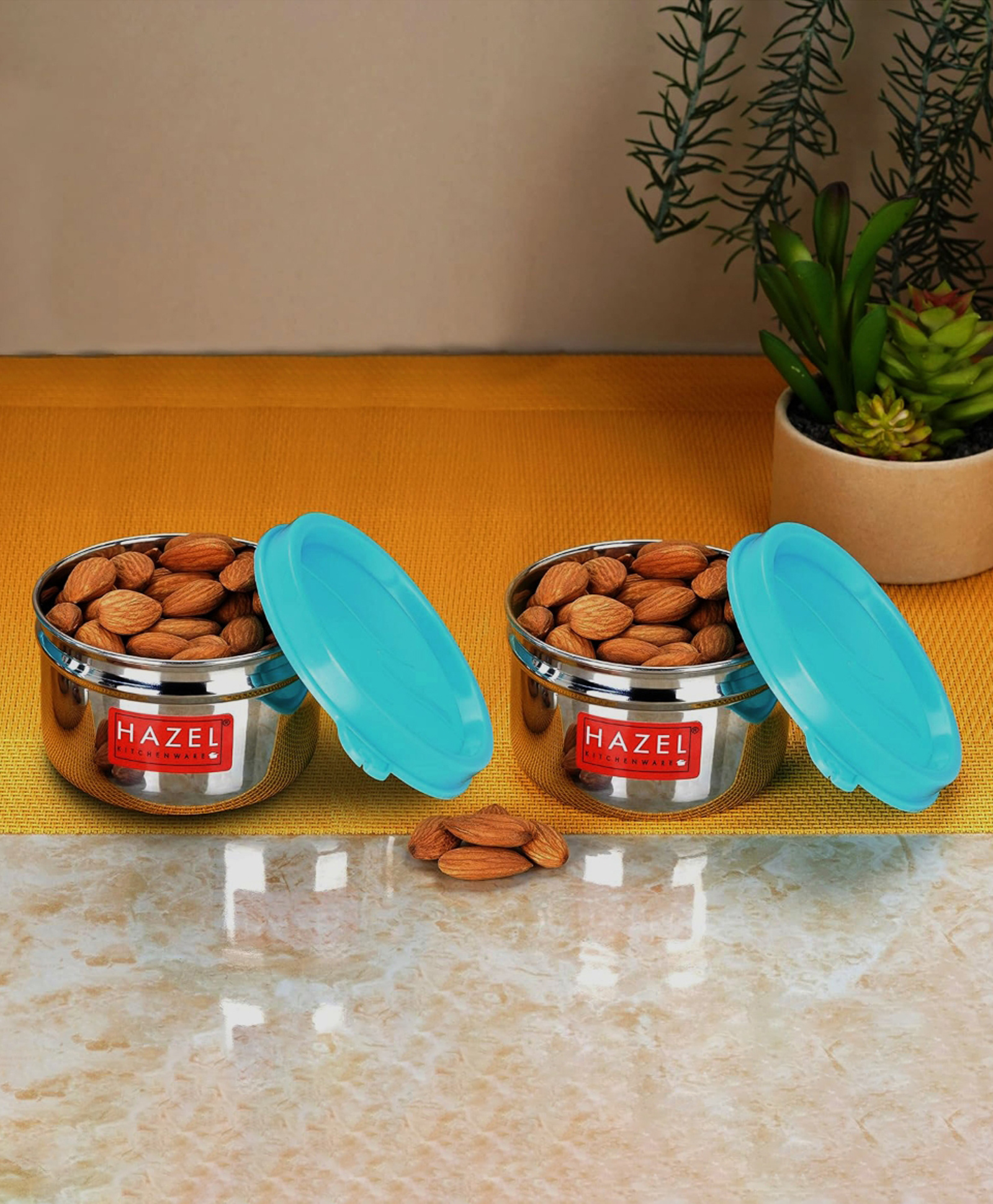 HAZEL Storage Containers for Kitchen Airtight Stainless Steel Lunch box Container for Storage Set of 2 150 ML Each - Silver-picture-24