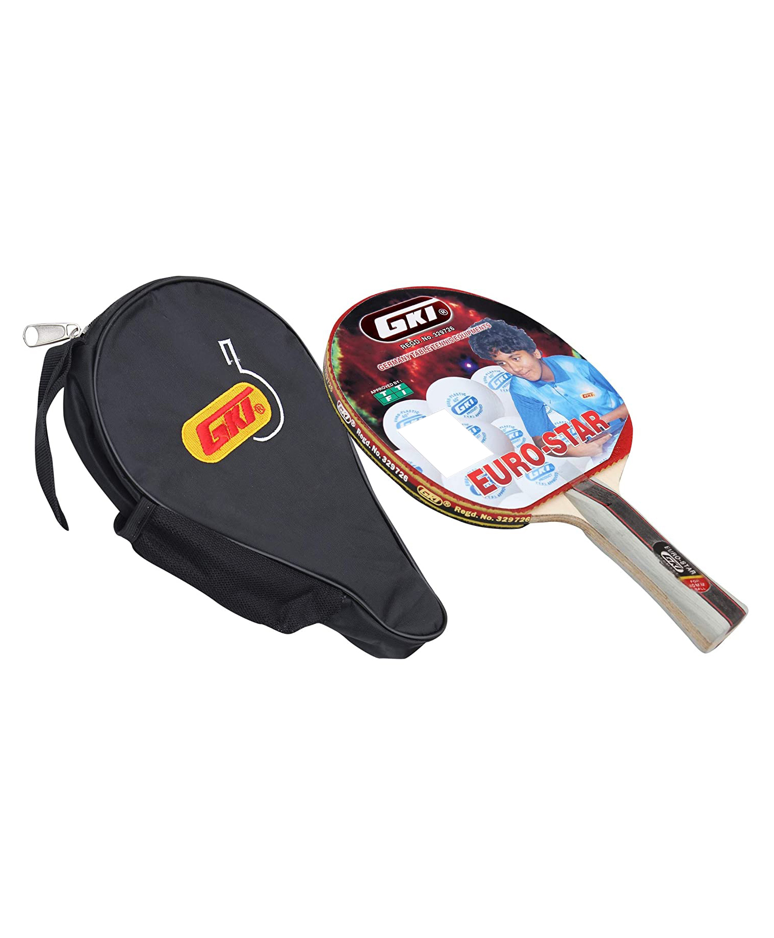 gki euro star table tennis wooden racquet- multicolour