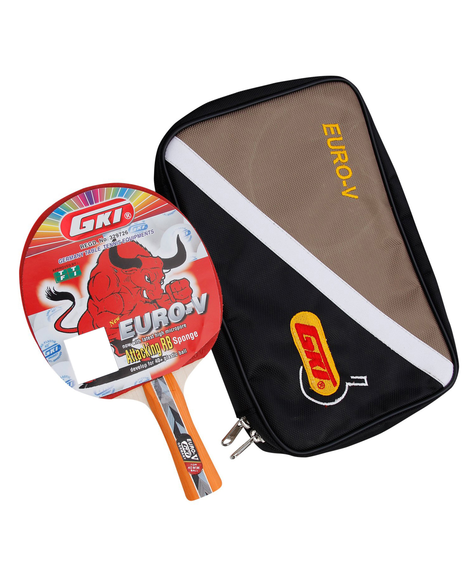 gki euro v table tennnis bat- red