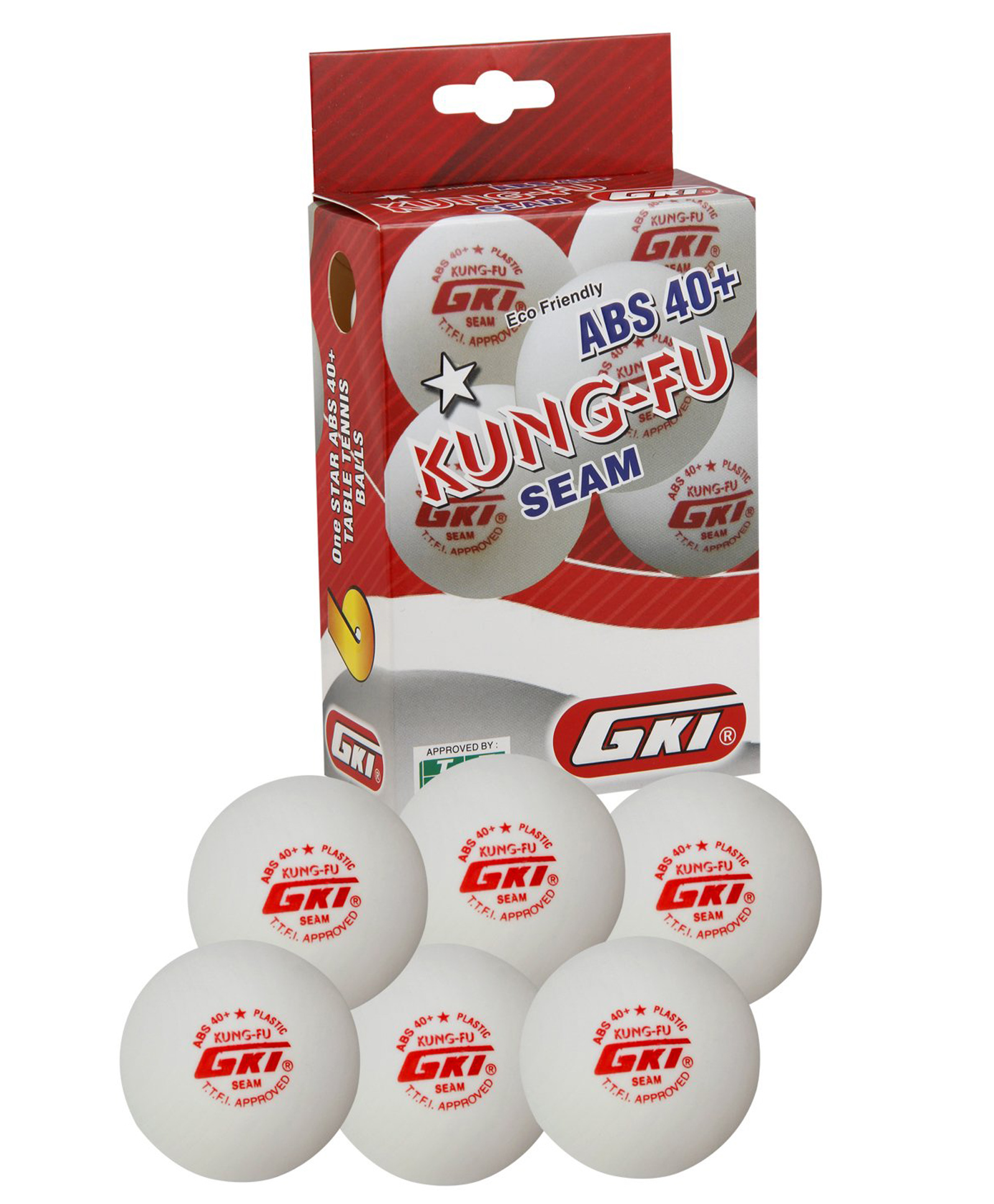 gki kung fu plastic table tennis ball standard size pack of 6- orange