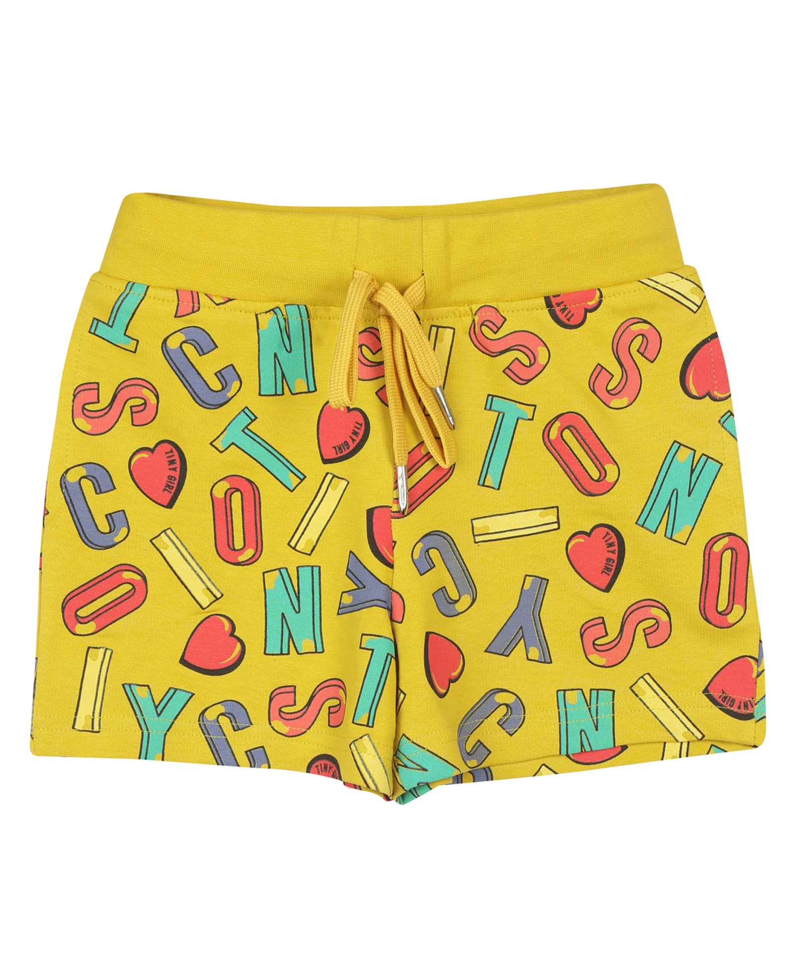 Tiny Girl Alphabet Printed Shorts - Mustard Yellow-image-48