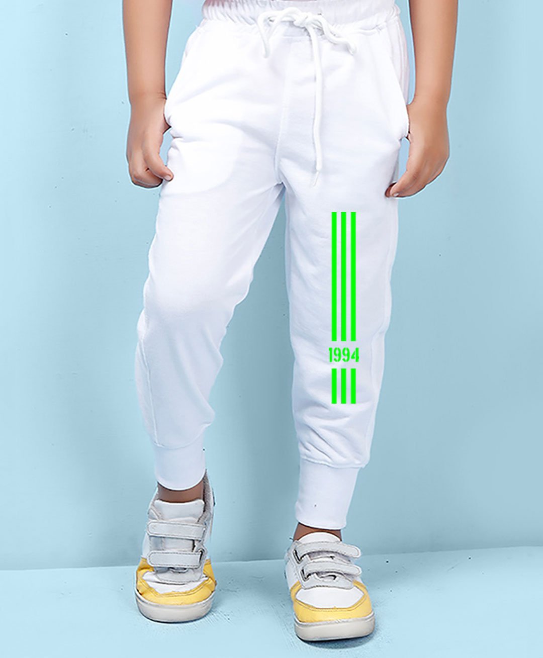 NUSYL Triple Striped Placement Design Printed Unisex Track Pants-White-picture-26