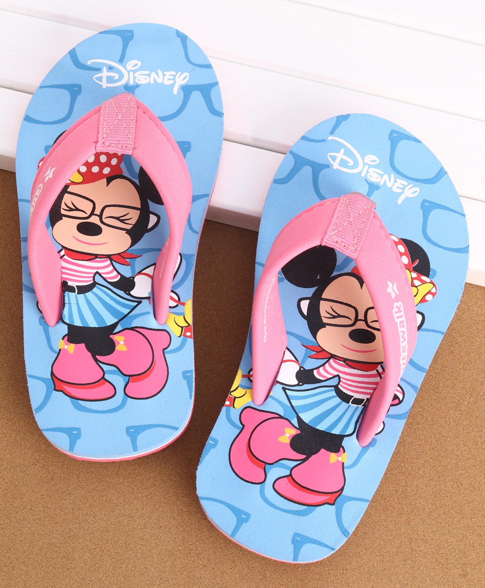 Cute Walk by Babyhug Minnie Mouse Printed Slip On Flip Flops - Blue-image-37
