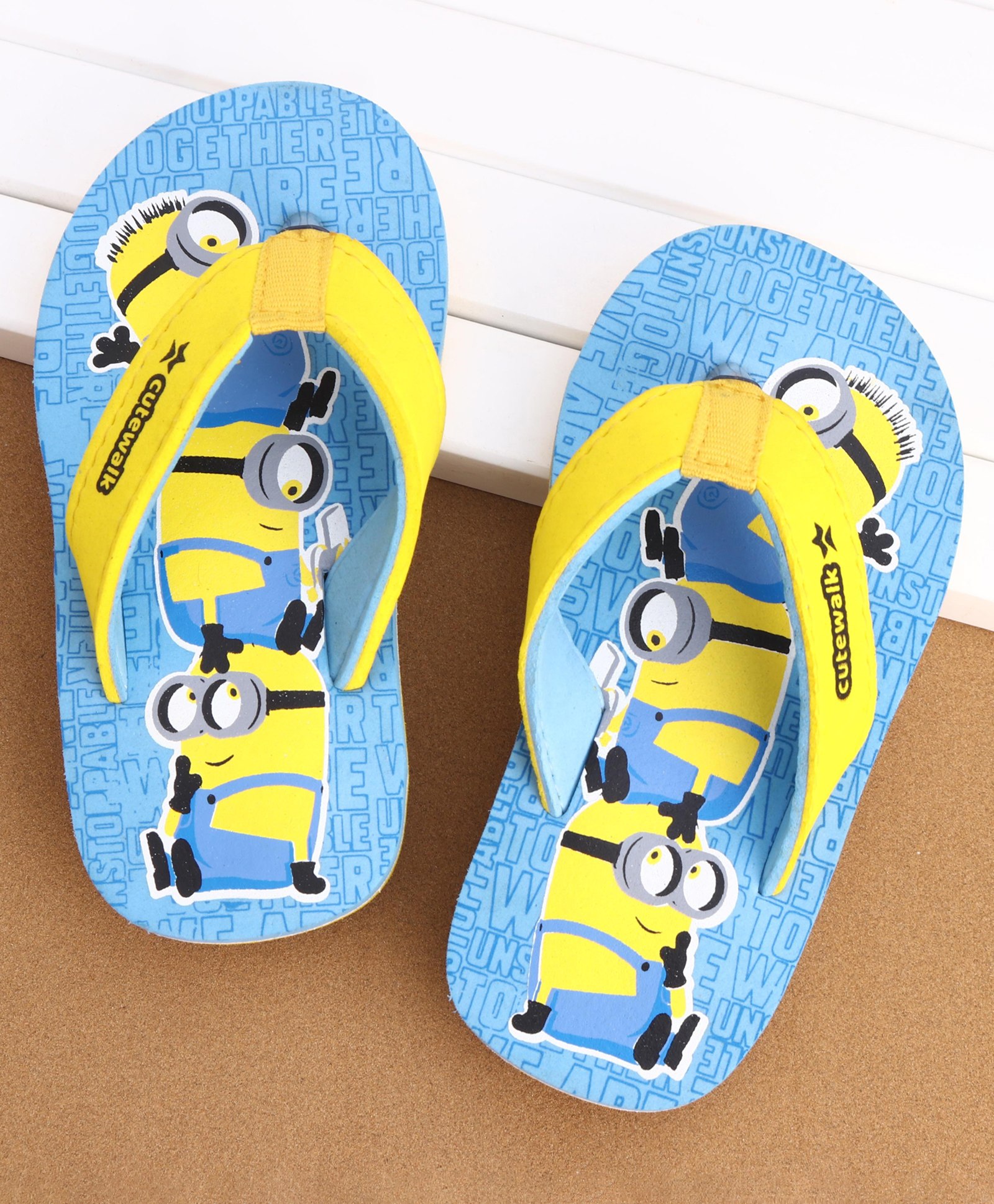 Cute Walk by Babyhug Flip Flops Minions Print - Blue-image-13