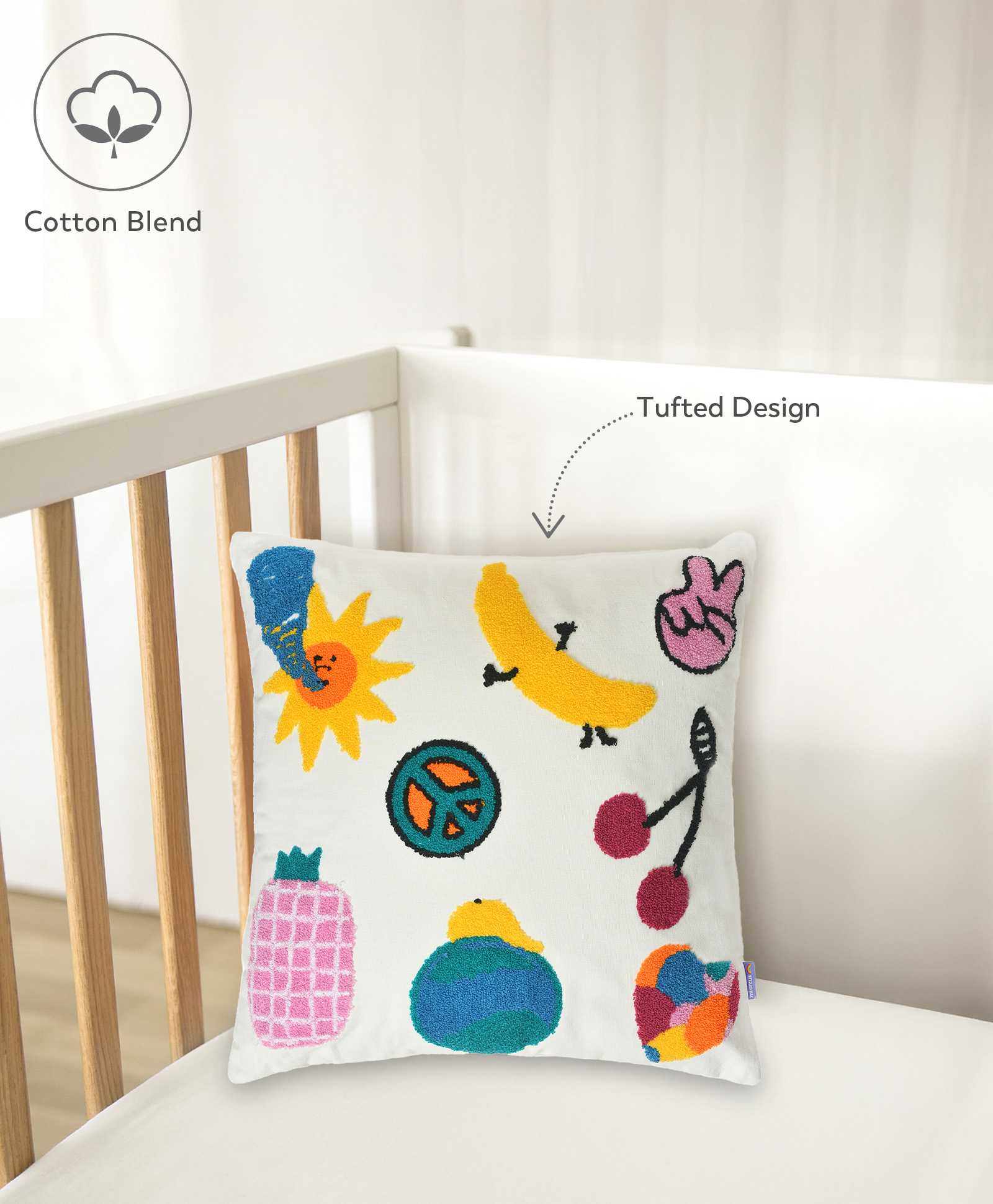 Mi Arcus Sunkist Tufted Pillow- White-image-1