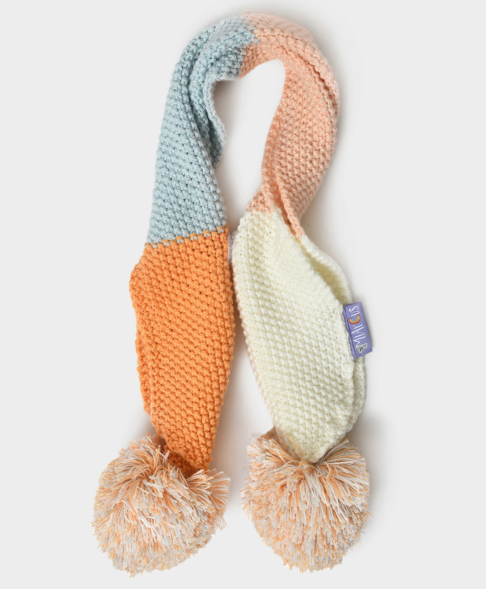 Mi Arcus Kids Knitted Scarf With Pom Pom -Peach-picture-28