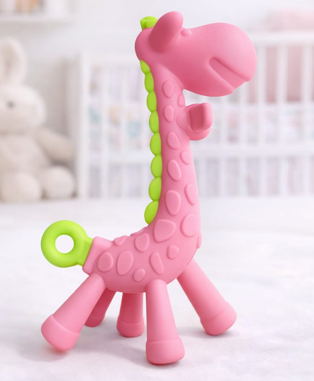 Kritiu Baby Giraffe Shape Silicone Teether - Pink-image-16