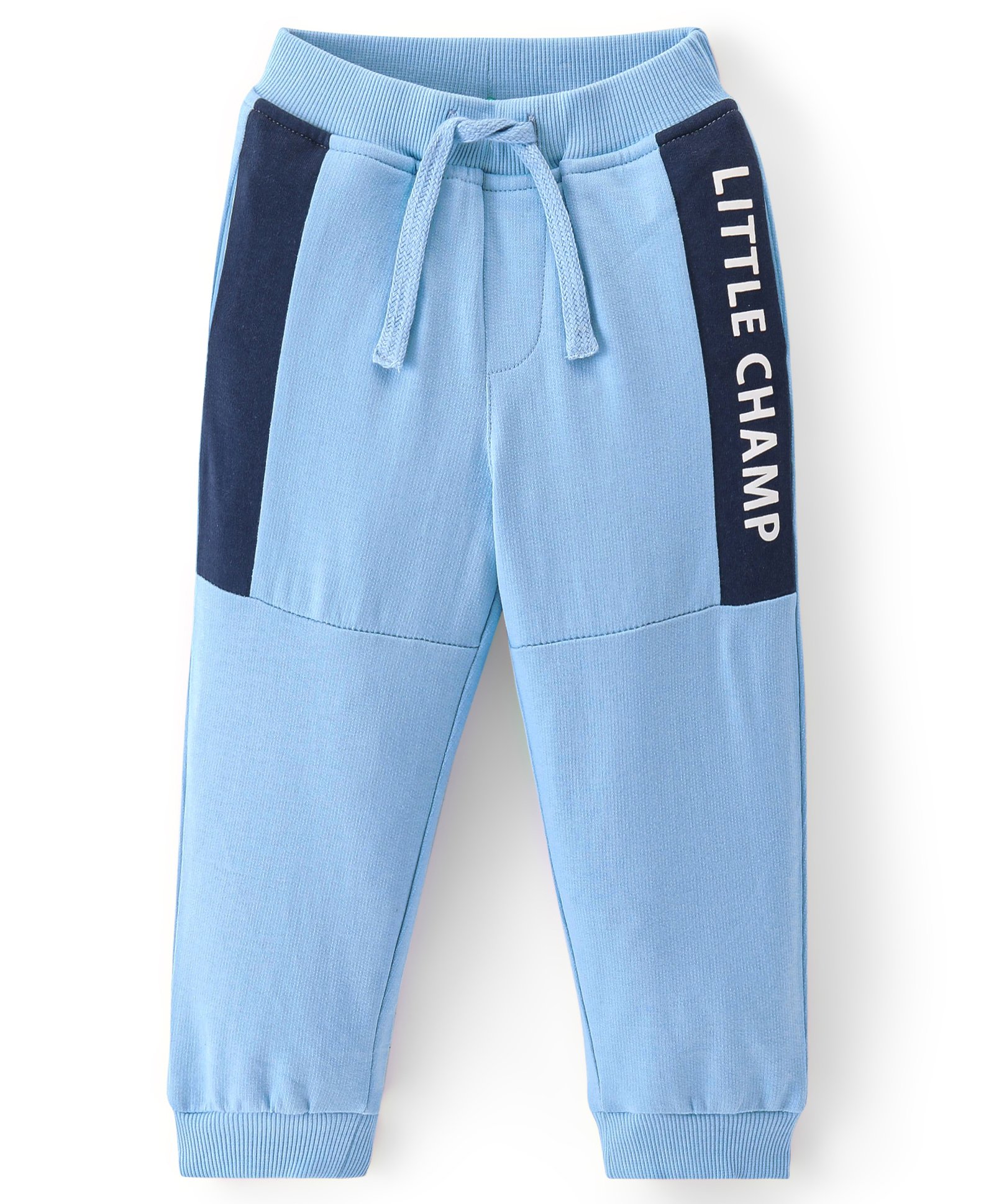 Babyhug Cotton Looper Knit Full Length Lounge Pant With Text Print - Blue-picture-19