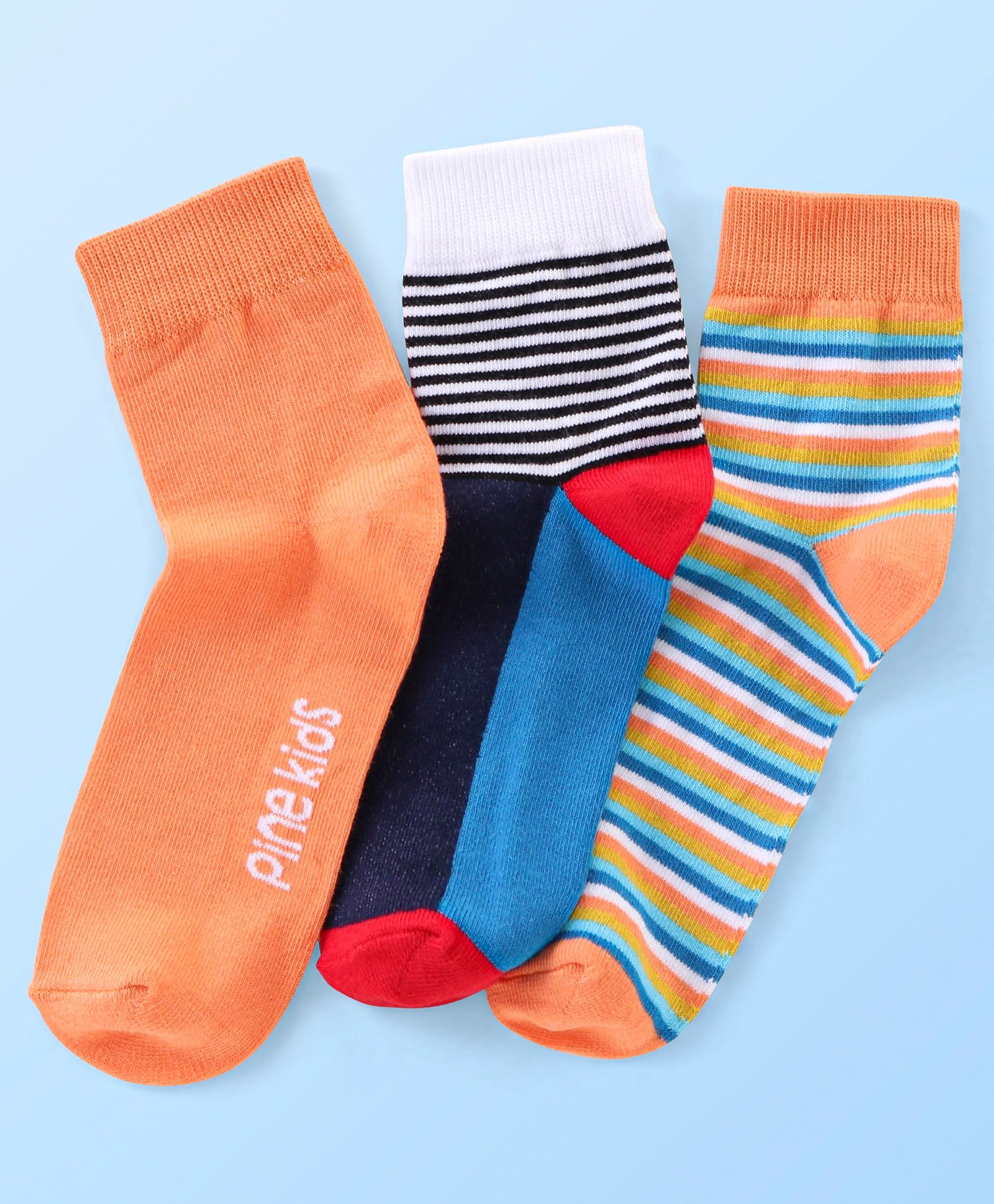 Pine Kids Ankle Length Socks Logo Print Pack Of 3 (Colour May Vary)-image-9
