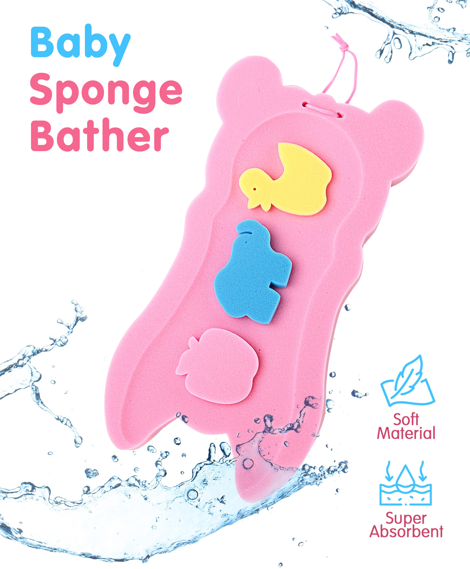 fab n funky Bear Shaped Bath Sponge - Pink-picture-31