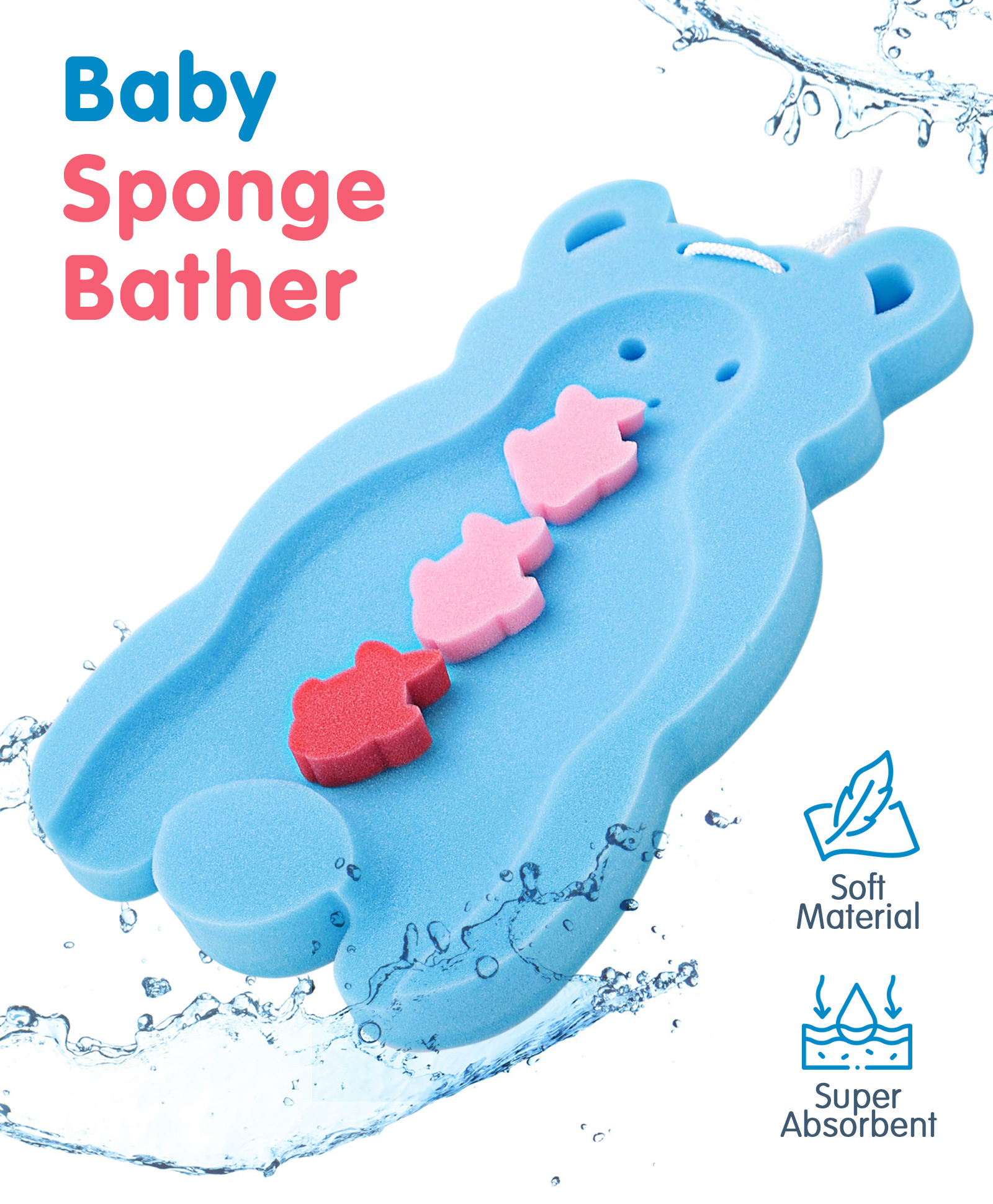 Bear Shaped Bath Sponge - Blue (Fish Color May Vary)-image-35
