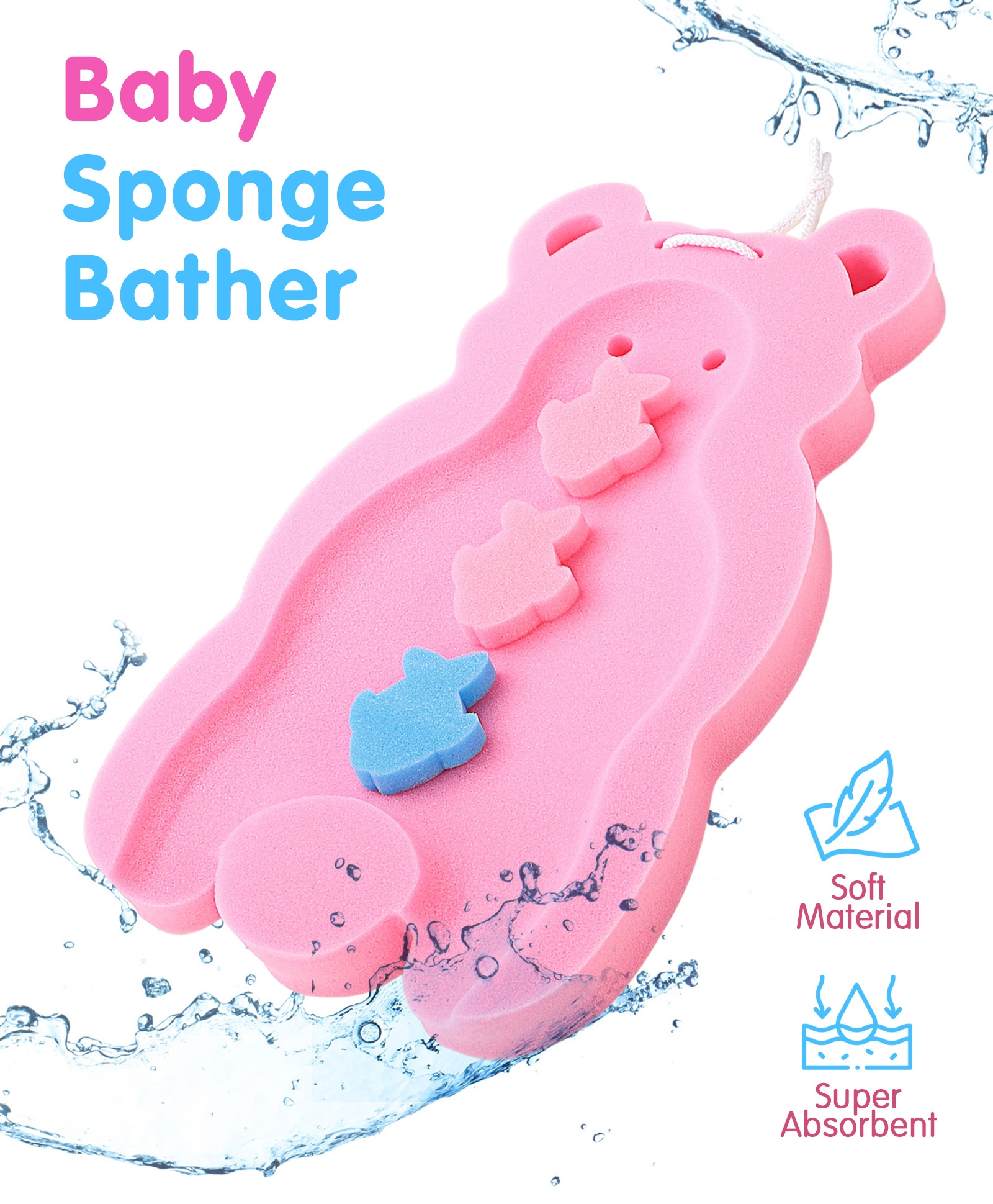 Bear Shaped Bath Sponge - Pink-image-33