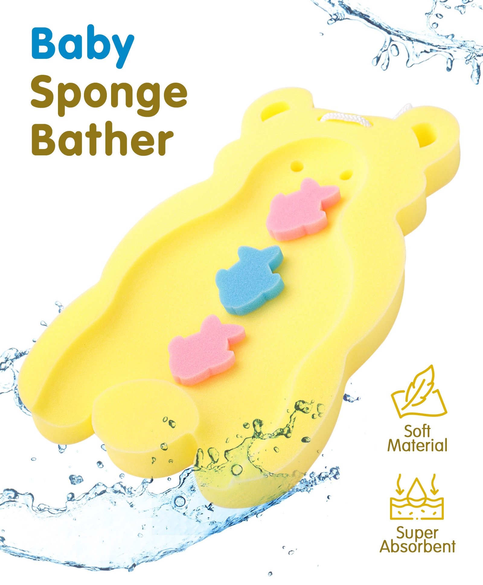 fab n funky Bear Shaped Bath Sponge - Yellow-picture-15