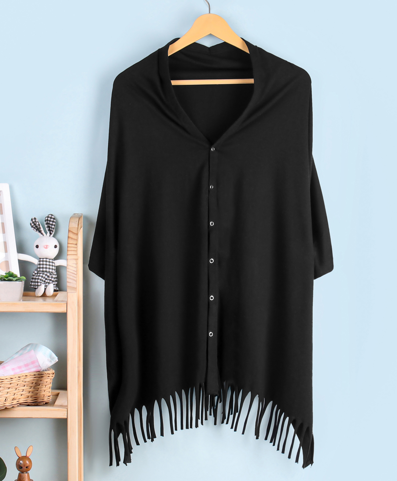 Babyhug 100% Cotton Breast Feeding Multi Purpose Nursing Scarf- Black