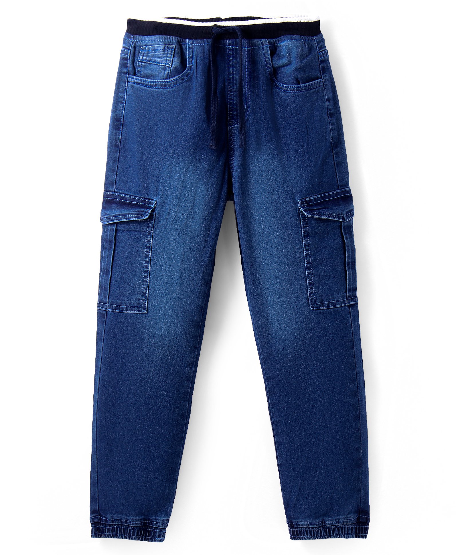 Pine Kids Denim Full Length Jeans With Stretch & Text Print - Blue - Mid Blue-image-7
