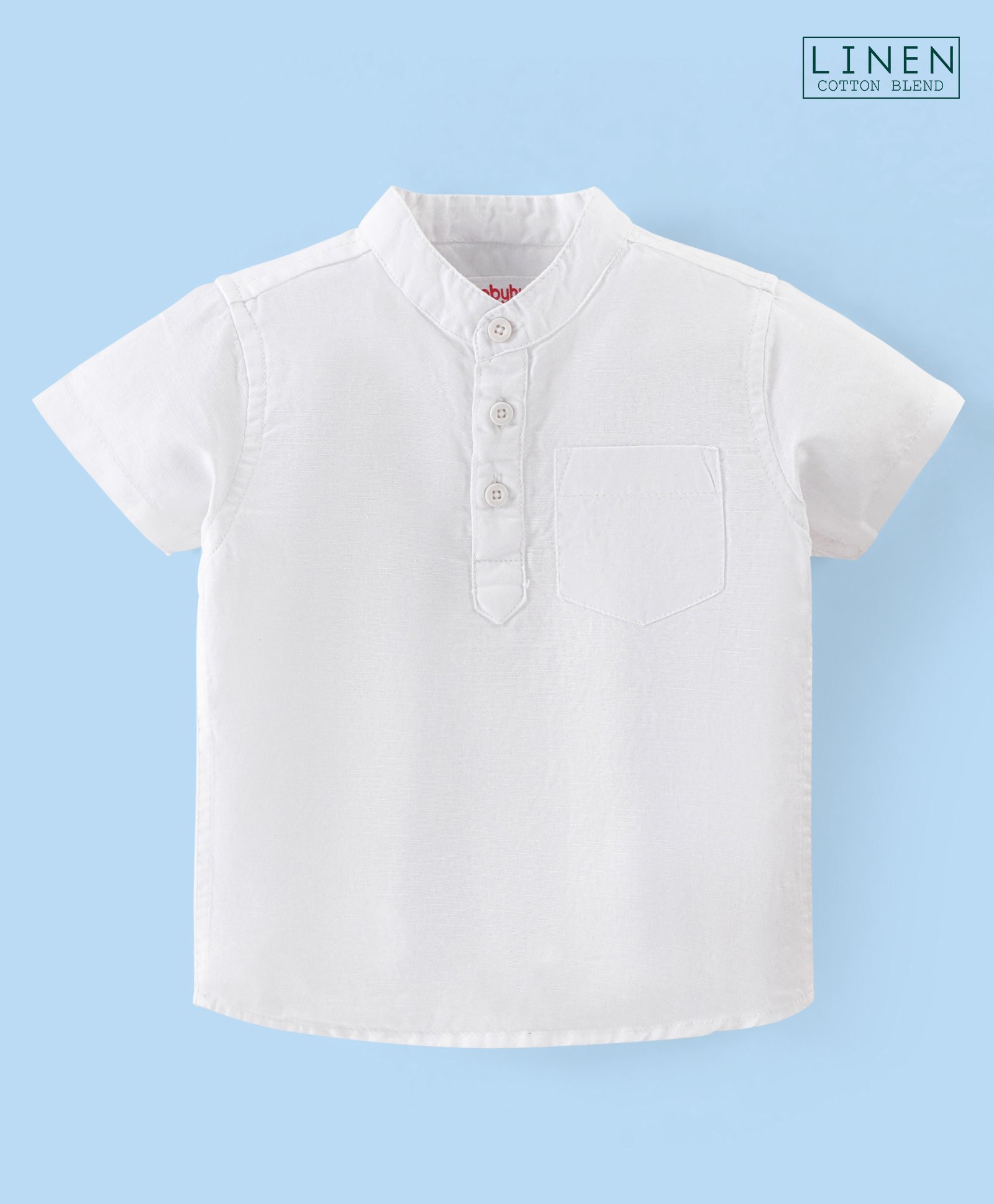 Babyhug Cotton Linen Half Sleeves Solid Kurta Shirt- White-picture-13