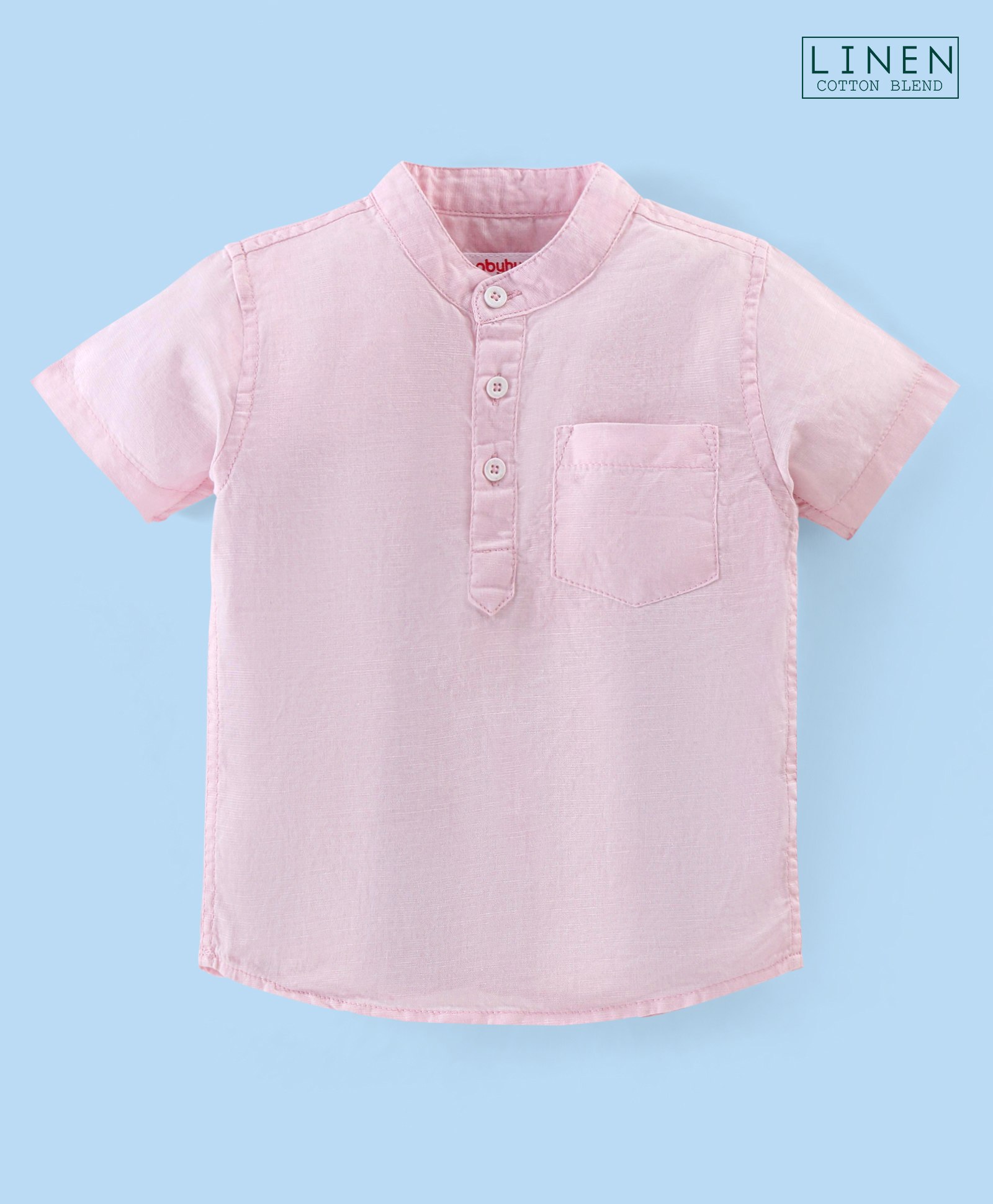 Babyhug Cotton Linen Half Sleeves Solid Kurta Shirt- Pink-picture-13