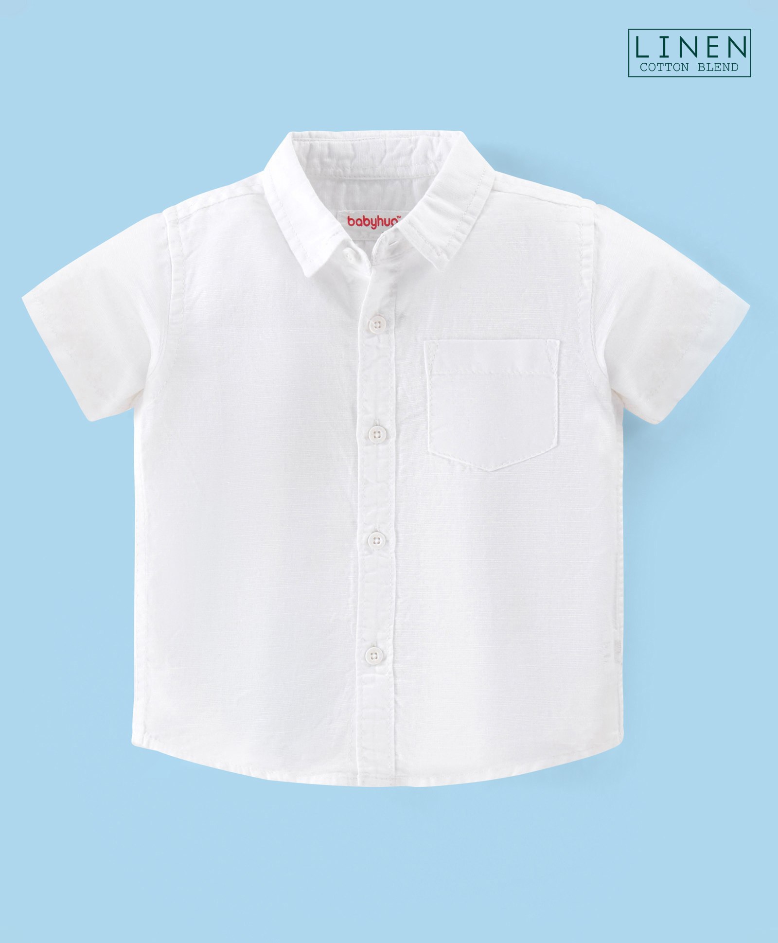 Babyhug Cotton Linen Half Sleeves Solid Shirt- White-image-17