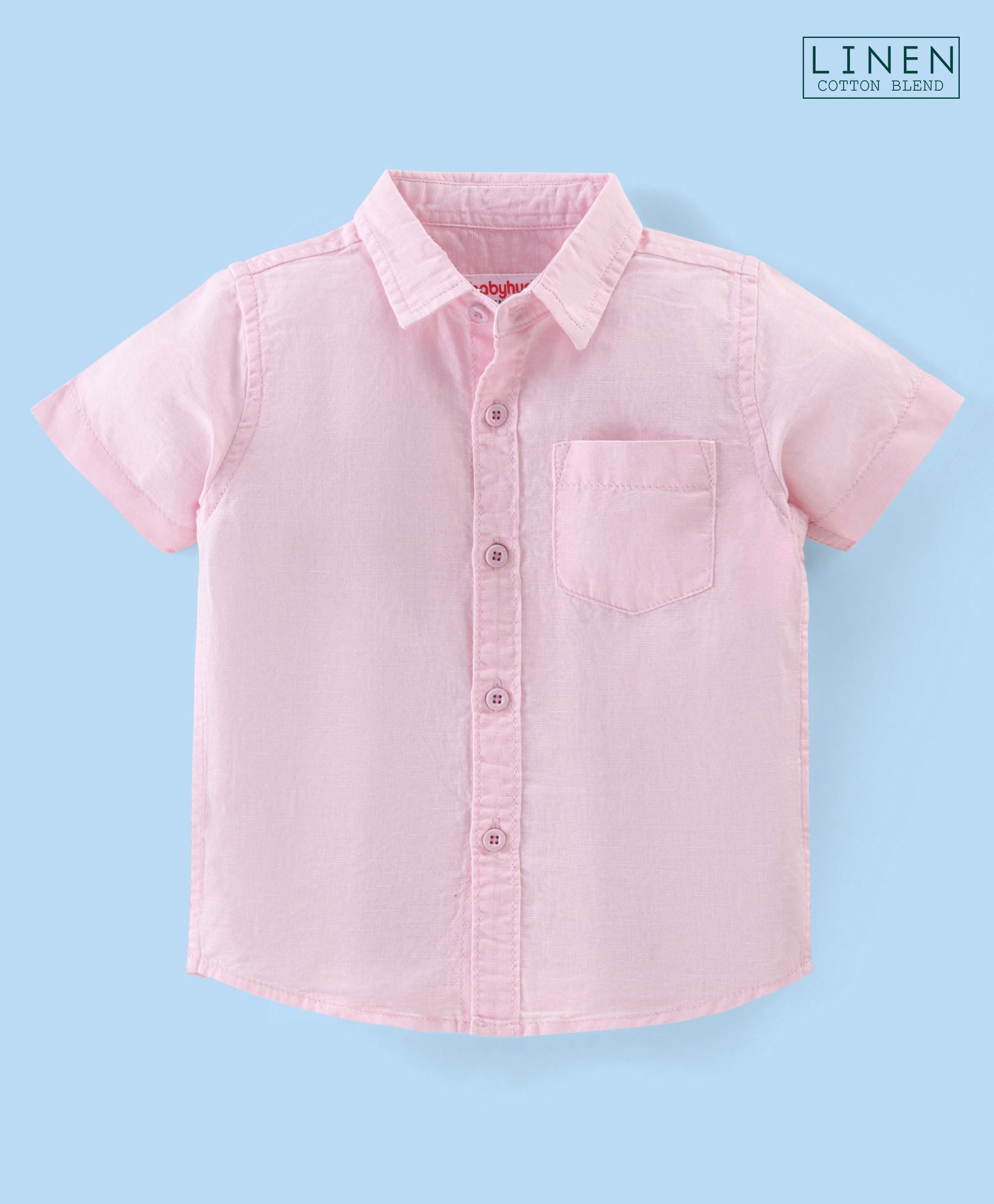 Babyhug Cotton Linen Half Sleeves Solid Shirt- Pink-image-16