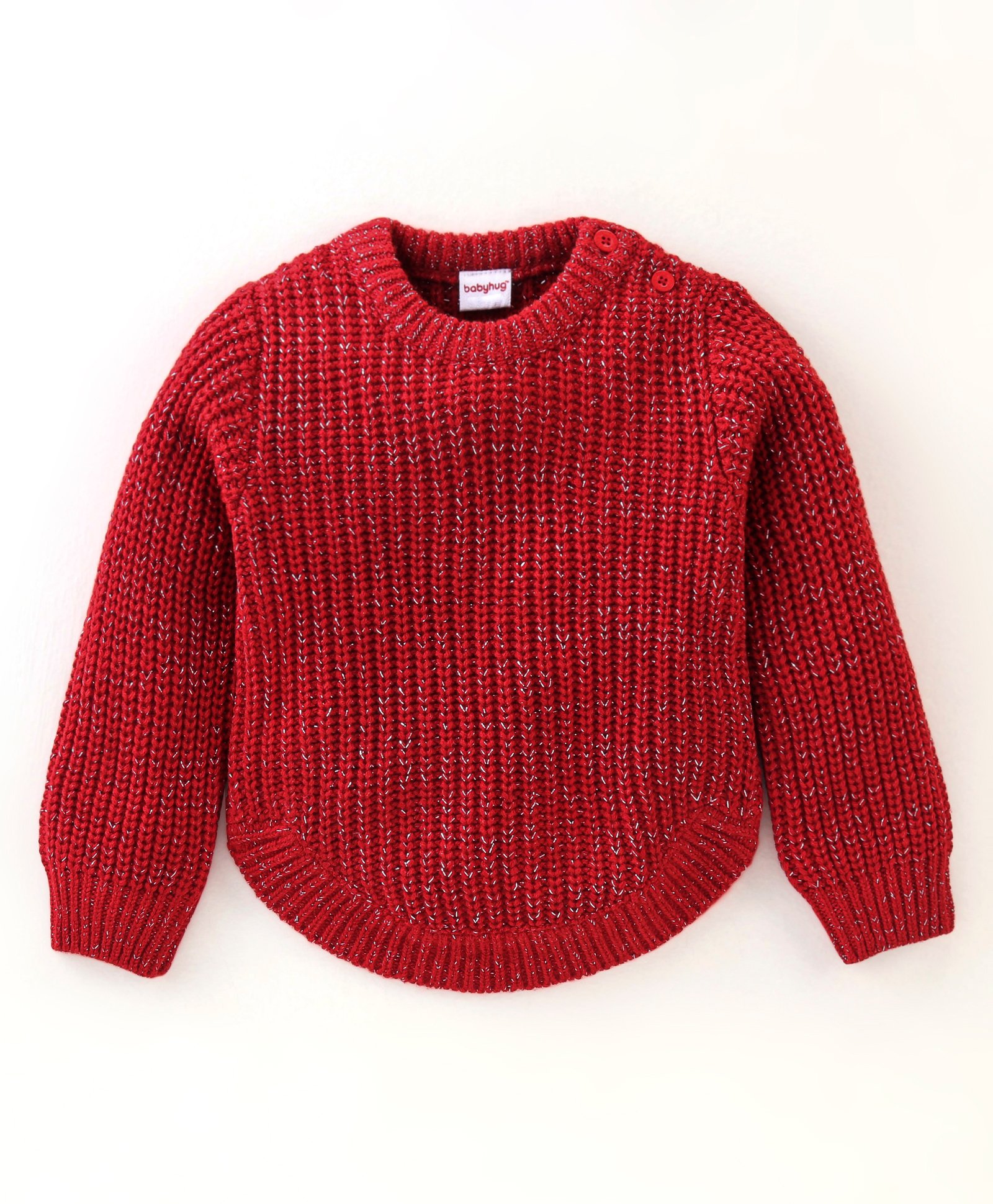 Babyhug 100% Acrylic Knit Full Sleeves Sweater Cable Knit Design - Red-picture-28