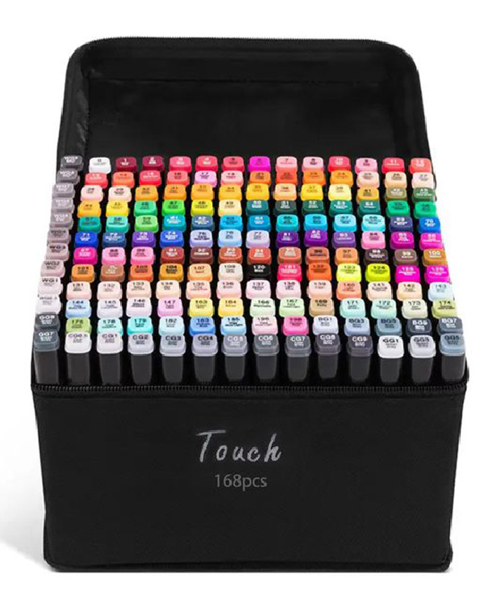 SYGA Graphic Sketch Marker Dual Tip Art Marker Set for Design Drawing Colouring Highlighting Underlining 168 Pieces - Multicolour-picture-12